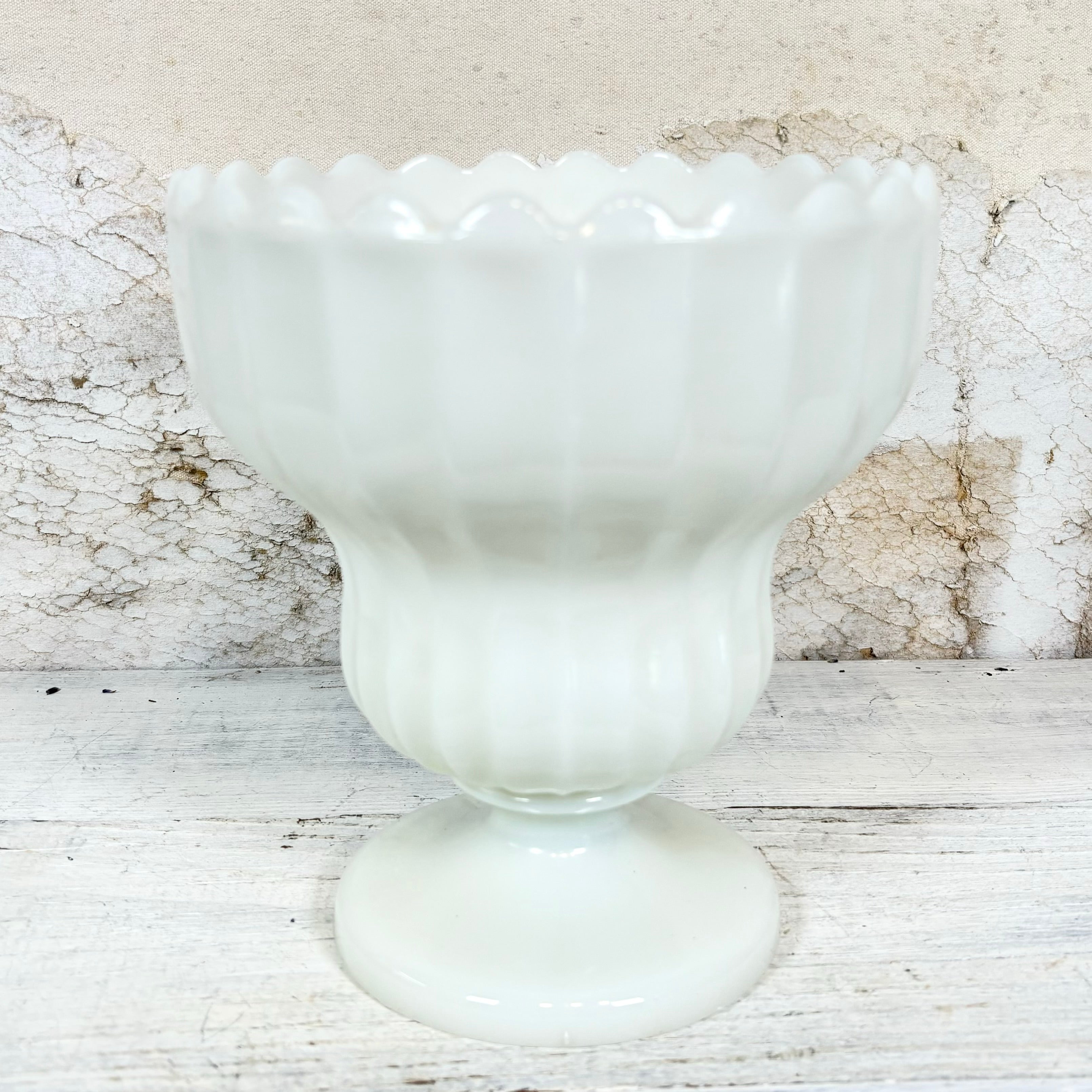 Vintage Milk Glass Fluted Compote