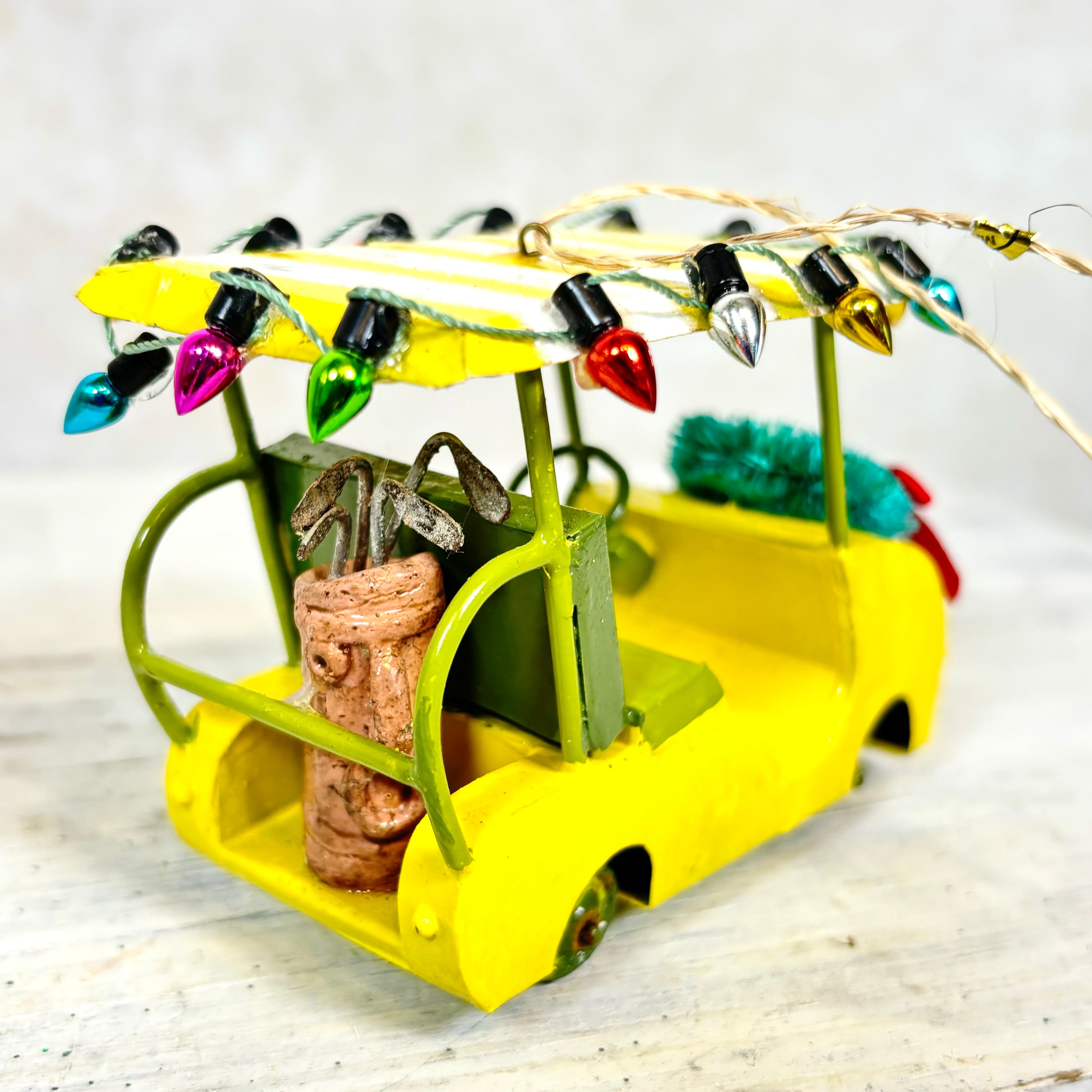 Vintage Golf Cart Metal Ornament