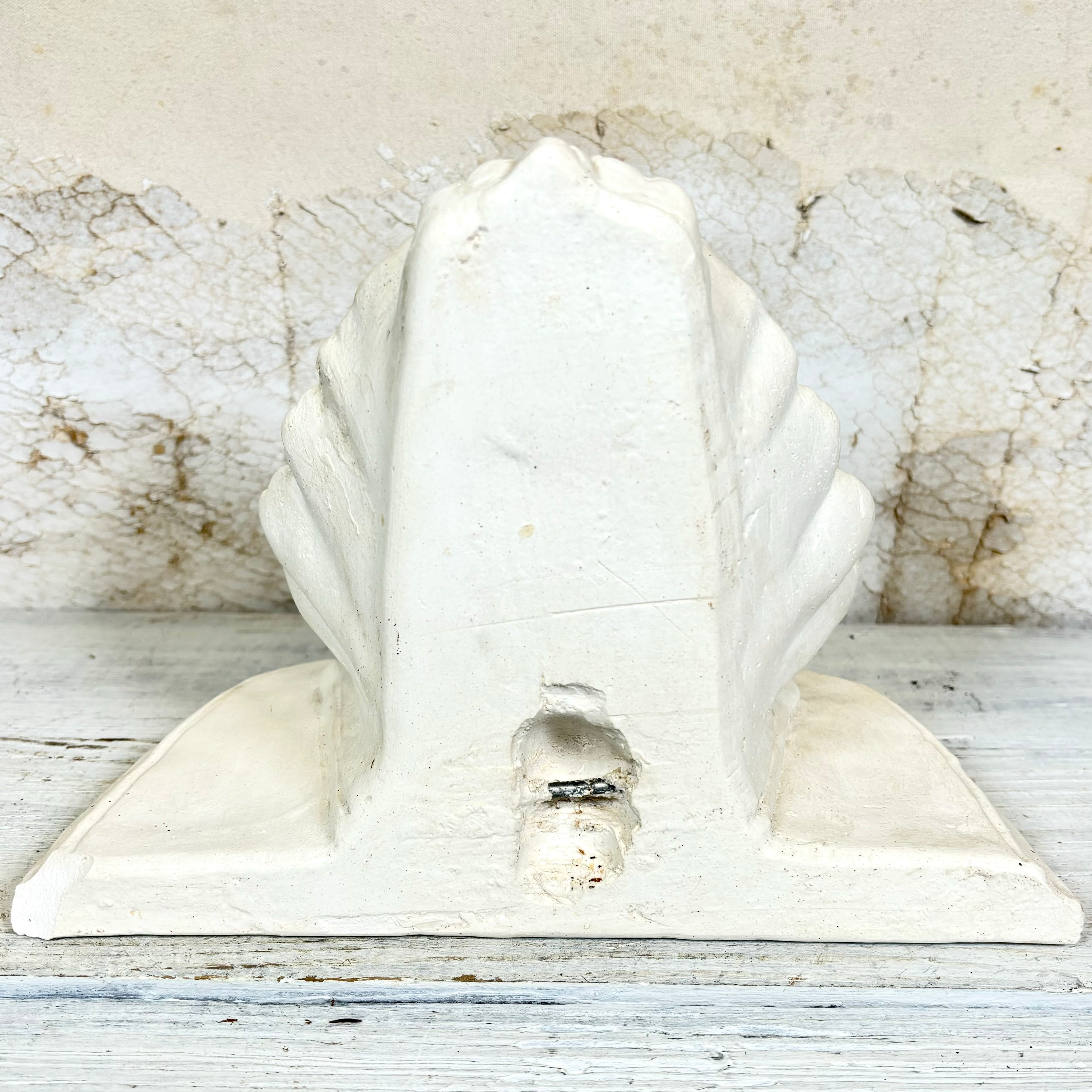 Mid Century Large Plaster Scallop Seashell Wall Sconce