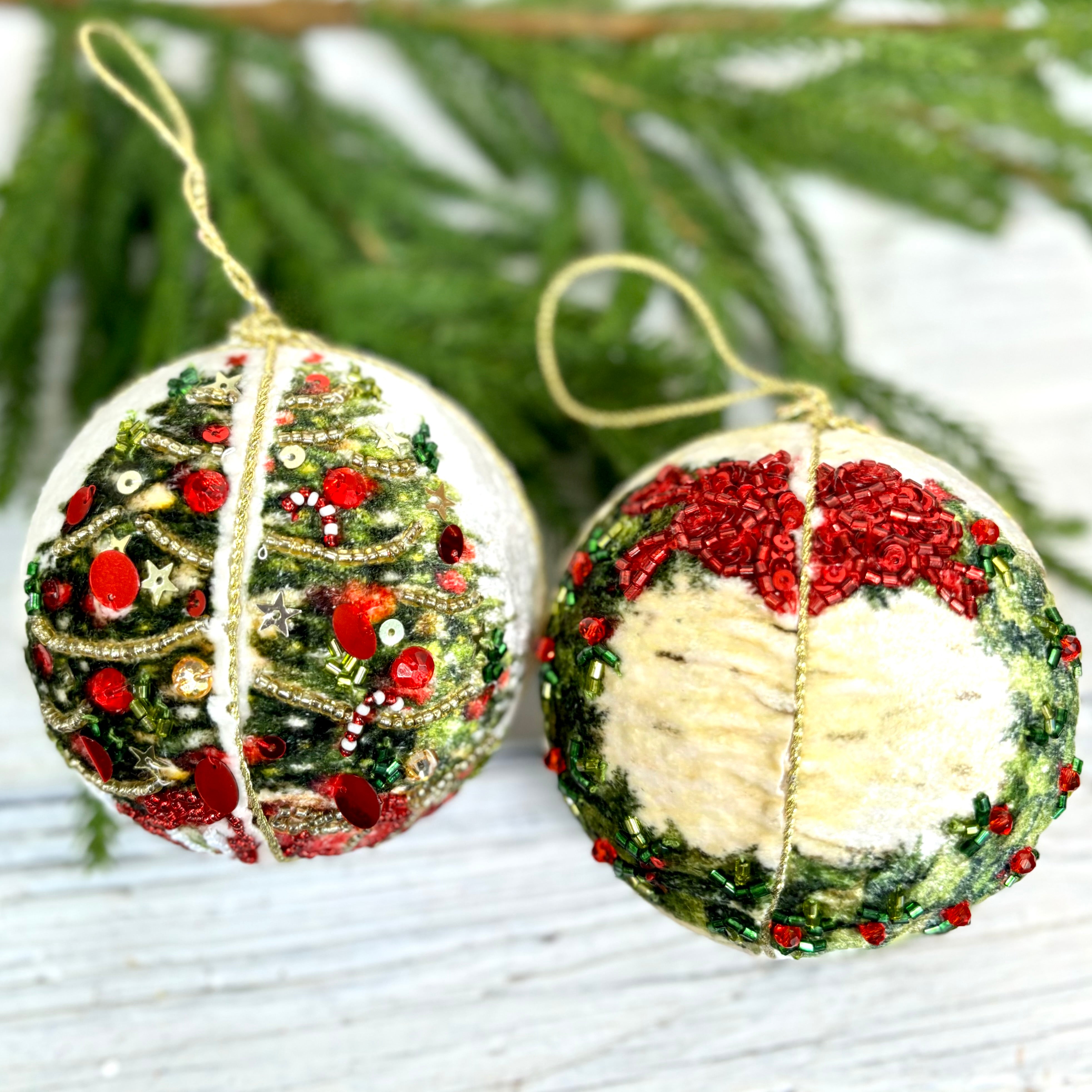 Botanical Wreath Jewel Ball Ornament