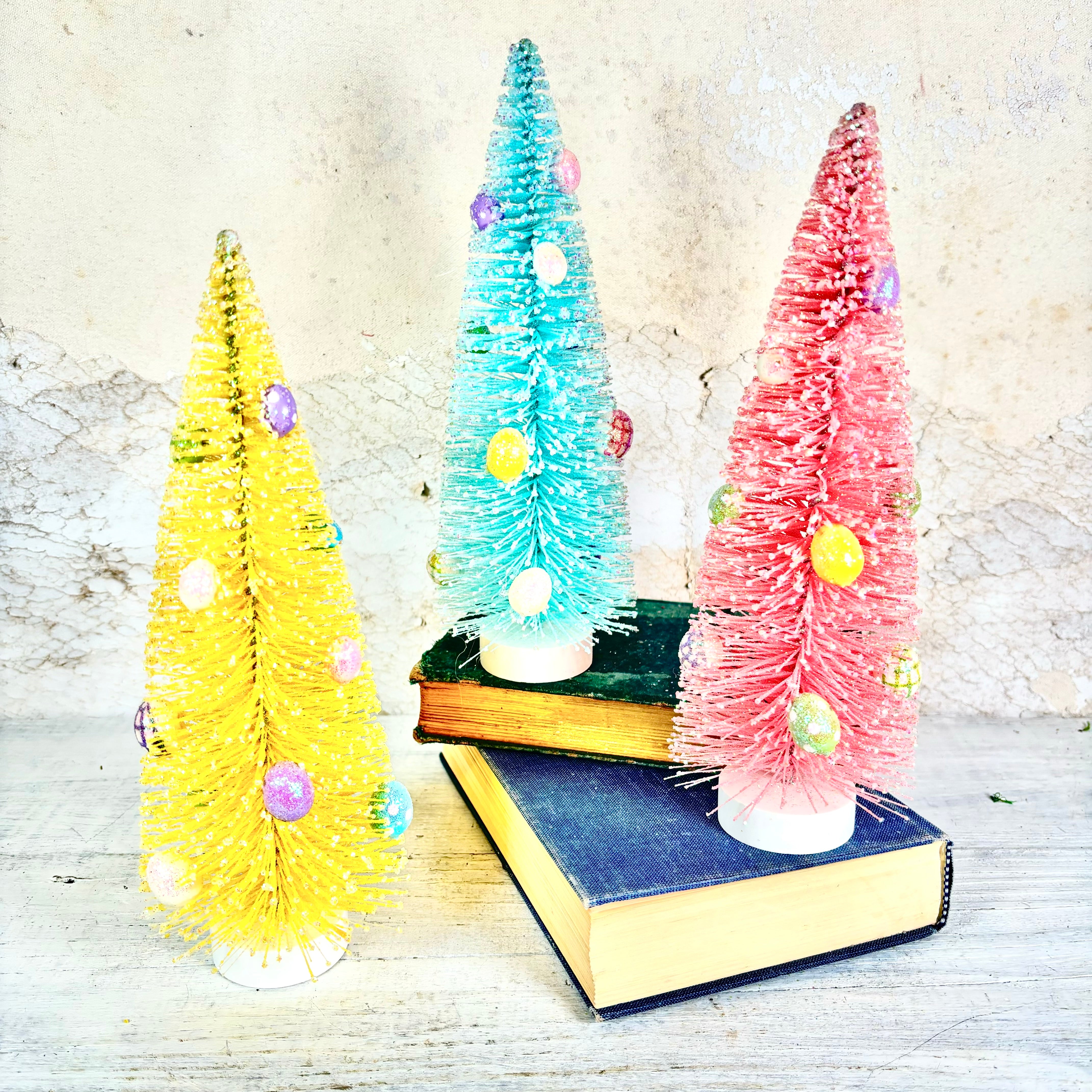 Pink Flocked Bristle Easter Tree with Eggs