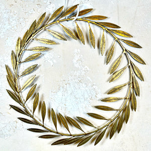 Metal Olive Leaves Wreath Antiqued Gold