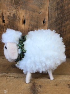 Momma Felt Wooly Sheep with Wreath and Bell Collar