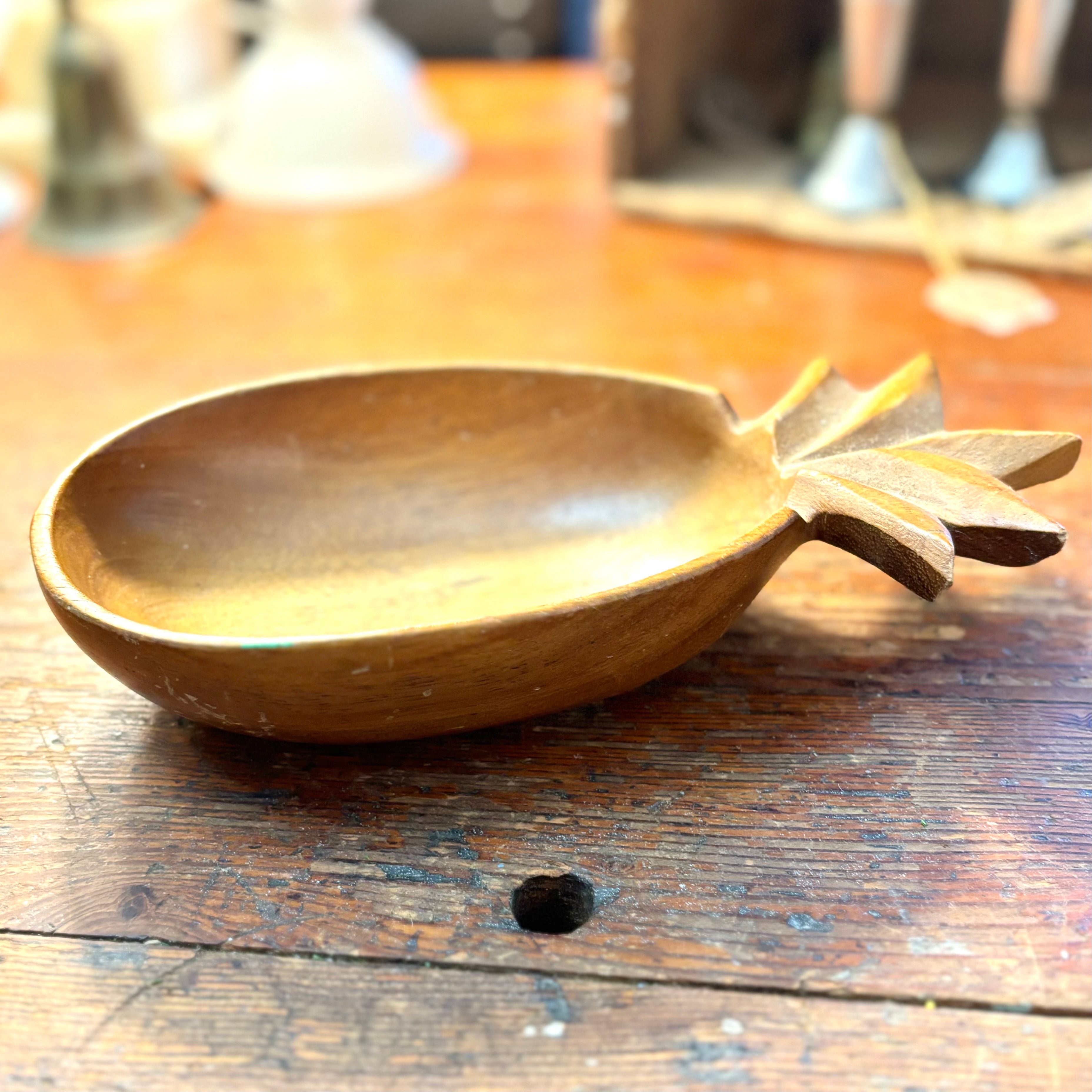 Vintage Monkey Pod Wooden Pineapple Bowl