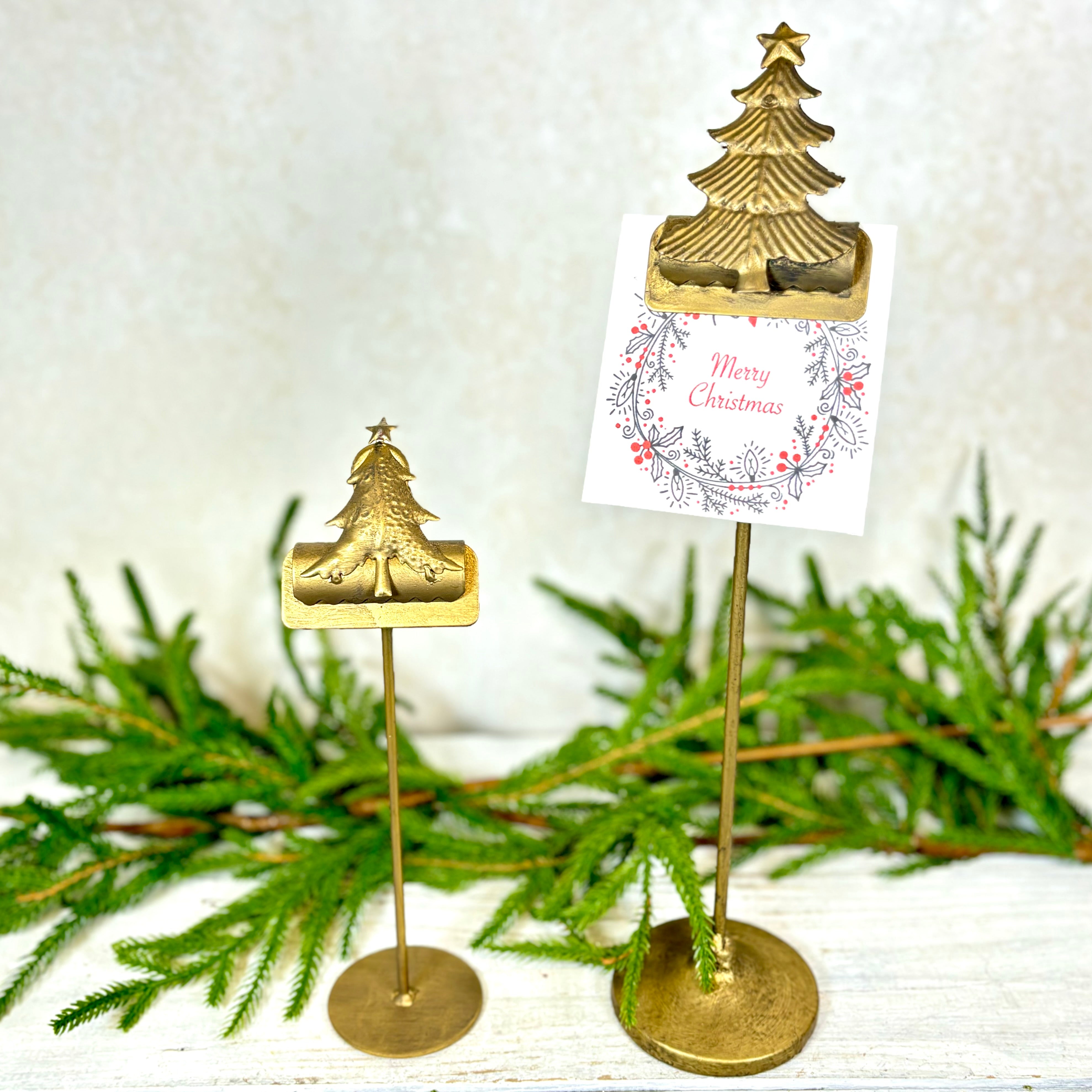 Small Metal Christmas Tree Card Clip on Stand