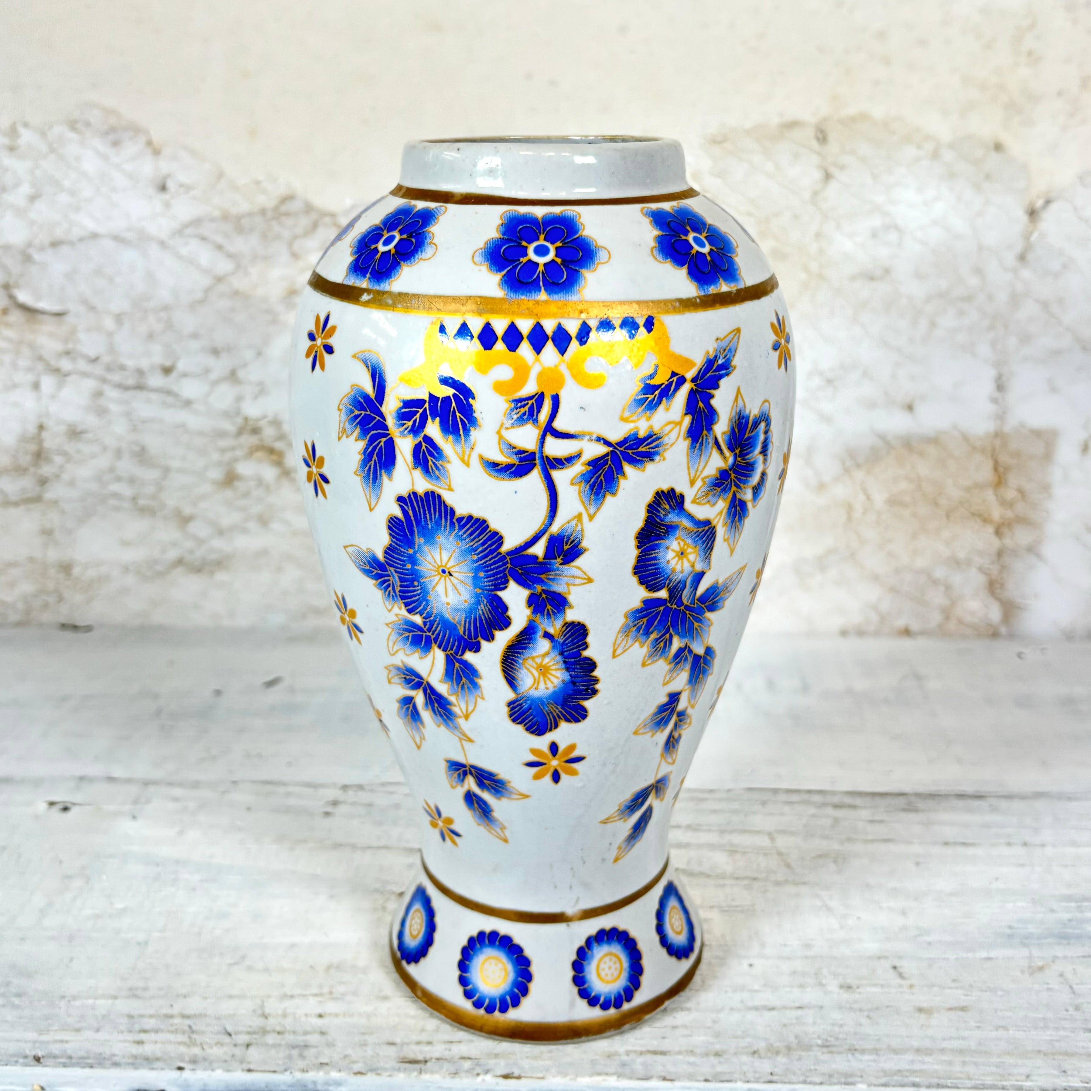 Vintage Blue and Gold Chinese Vase