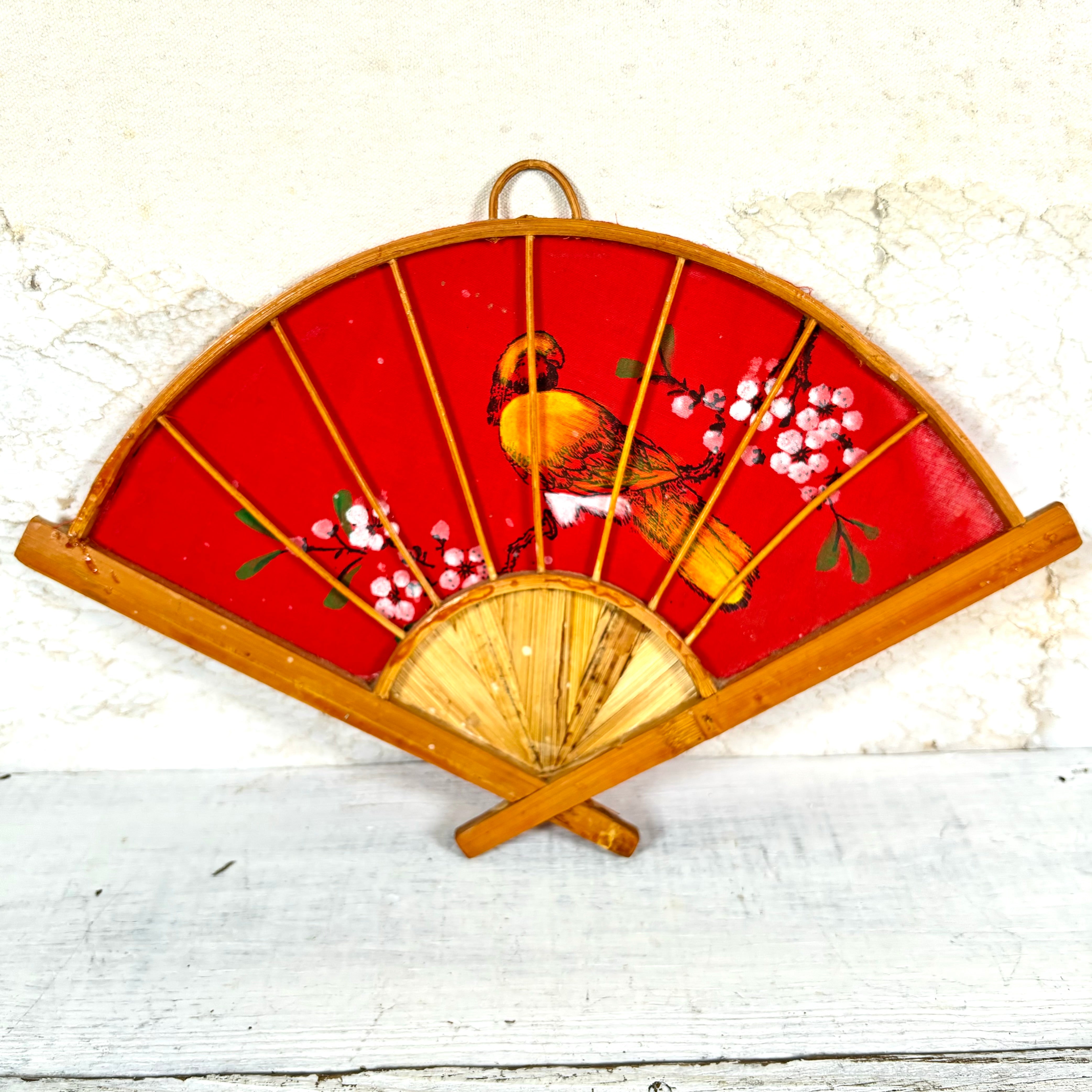 Vintage Painted Red Fan