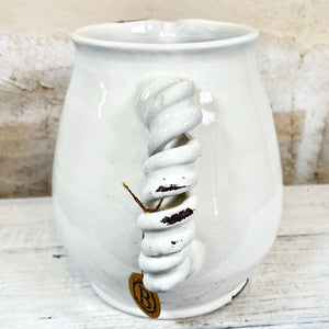 White Ceramic Pitcher with Twisted Handle