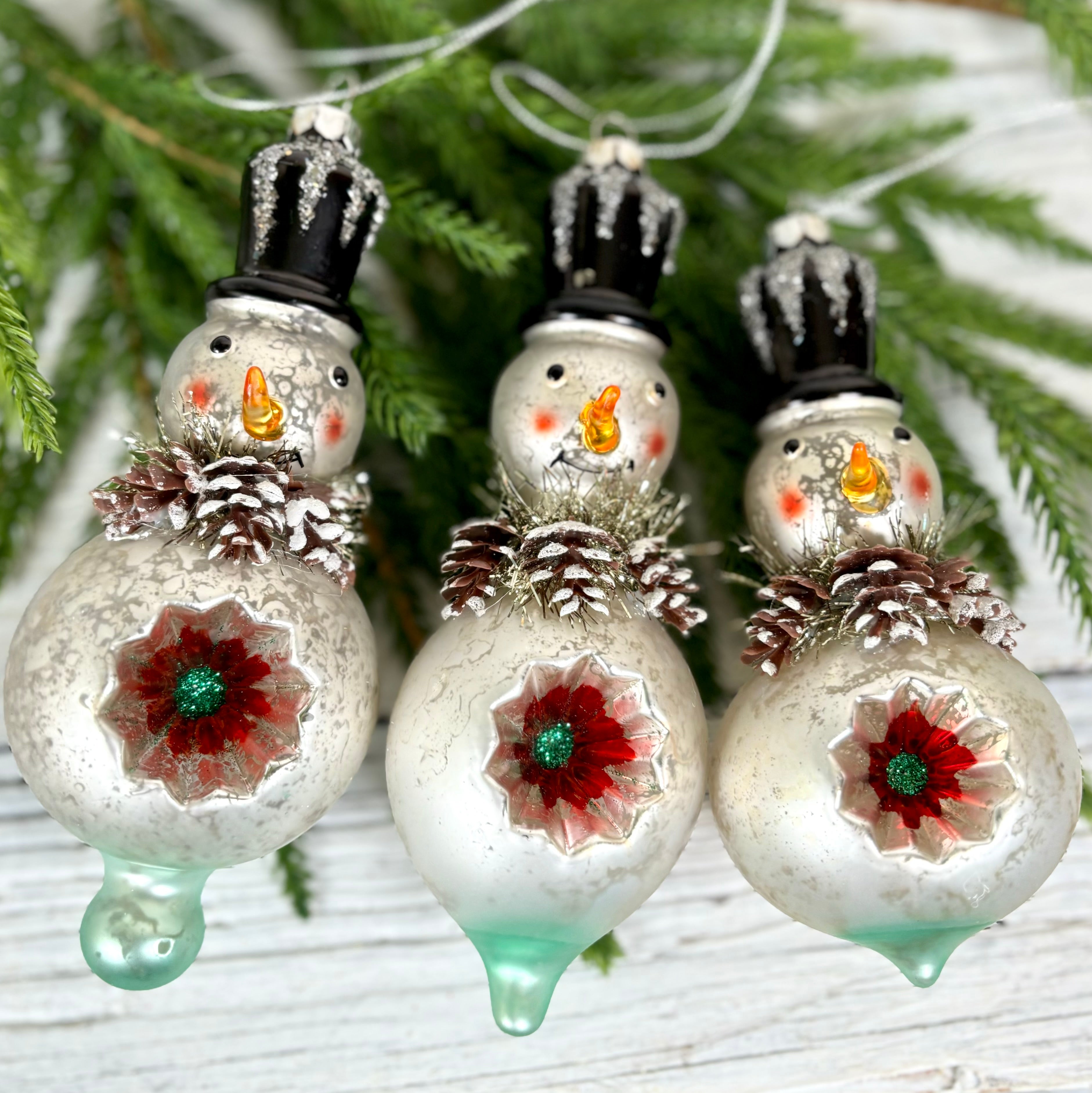 Mercury Glass Snowman Ornament Medium