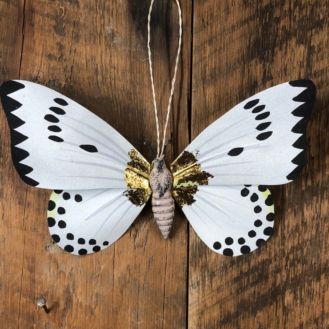 Moth with Black Markings Paper Mache Ornament