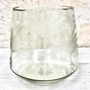 Clear Palm Etched Glass Votive Medium