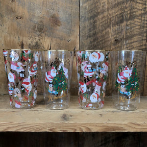 Santa Glass Drink Glasses Set of Four