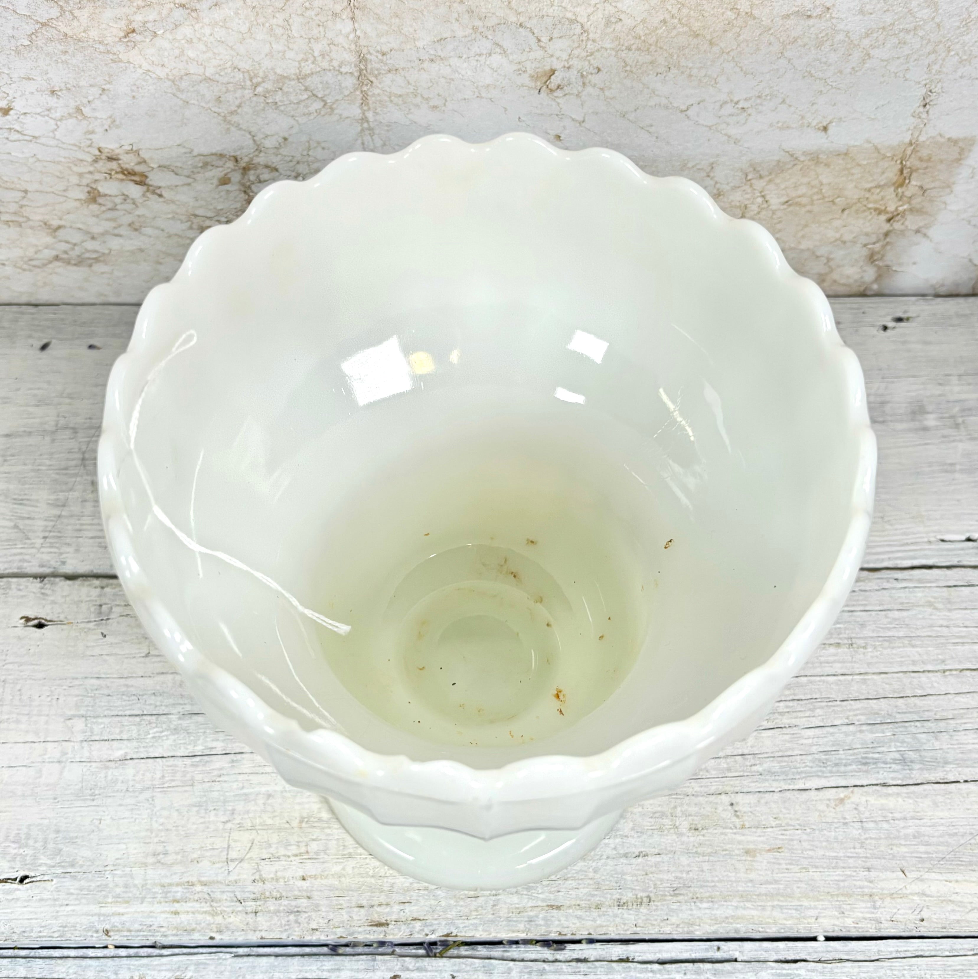 Vintage Milk Glass Fluted Compote