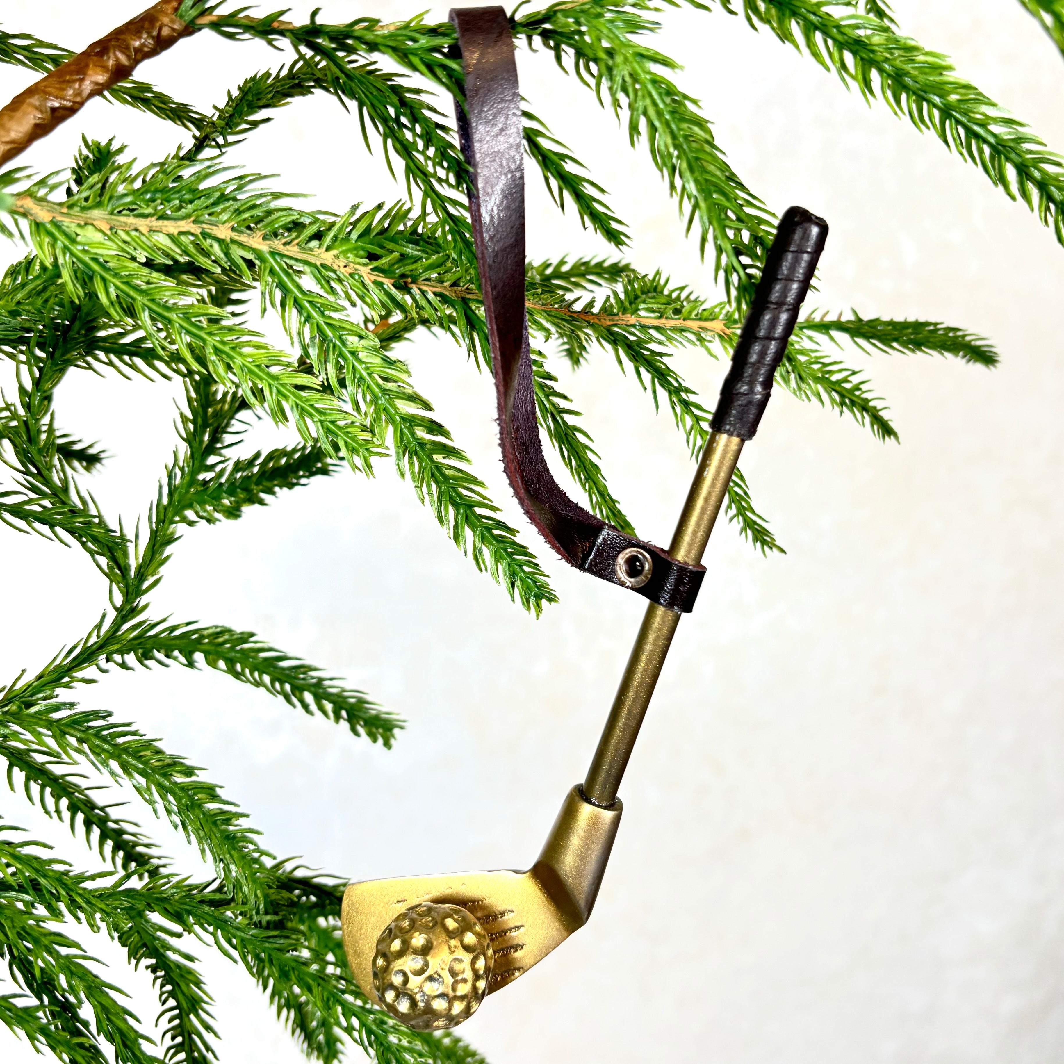 Metal Golf Club with Ball Ornament