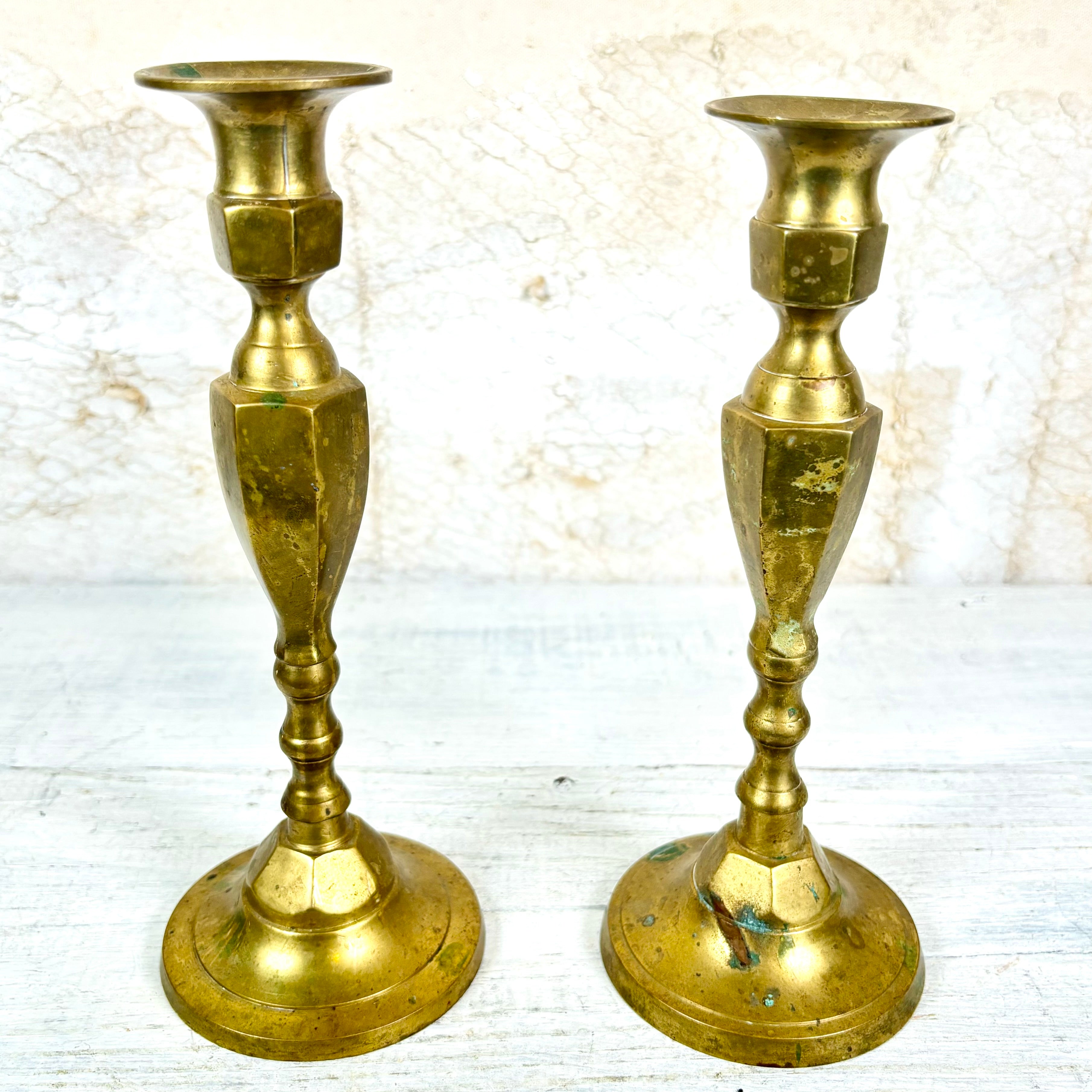 Vintage Brass Candlesticks Set of Two