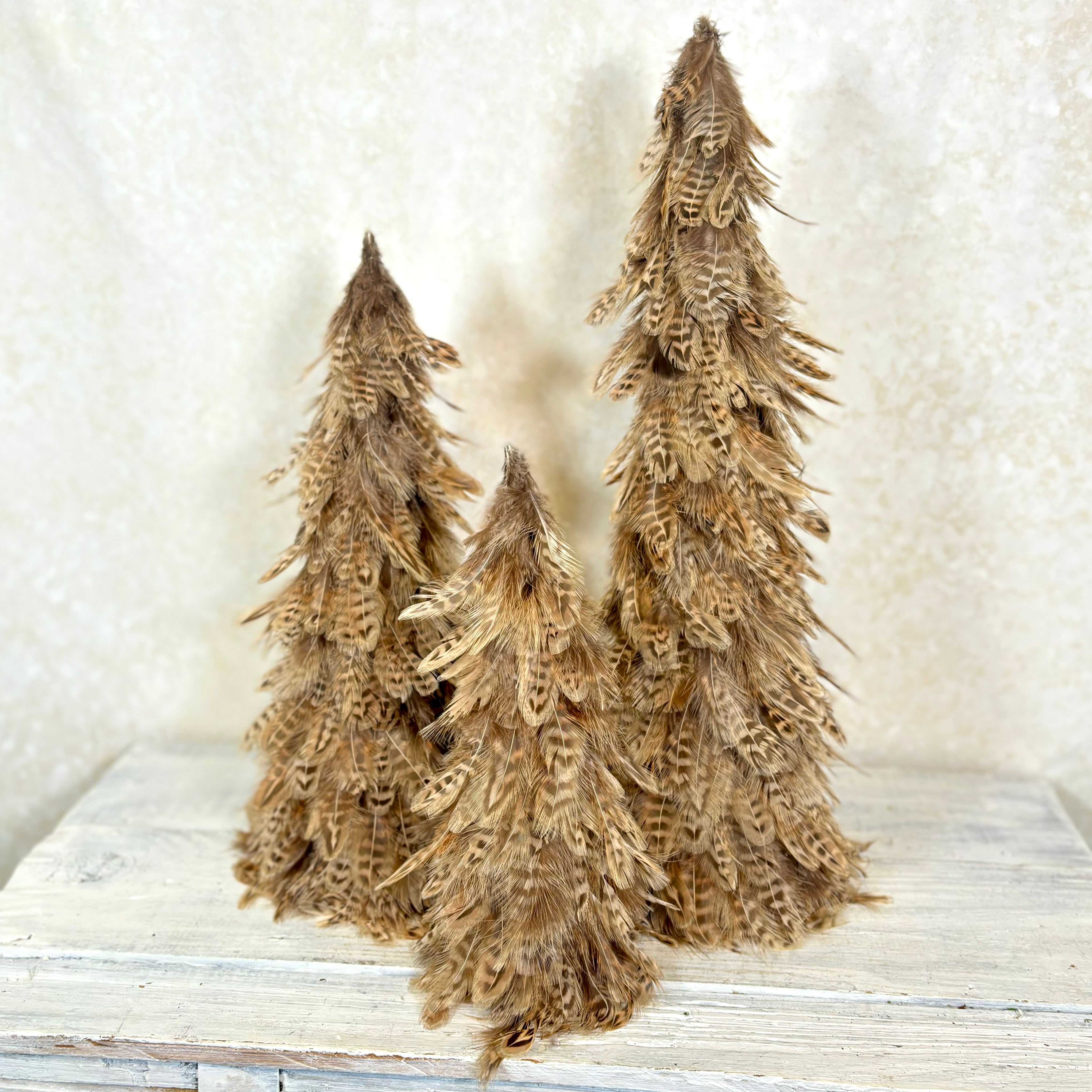 Natural Feather Cone Tree with Dark Brown Stripes Large