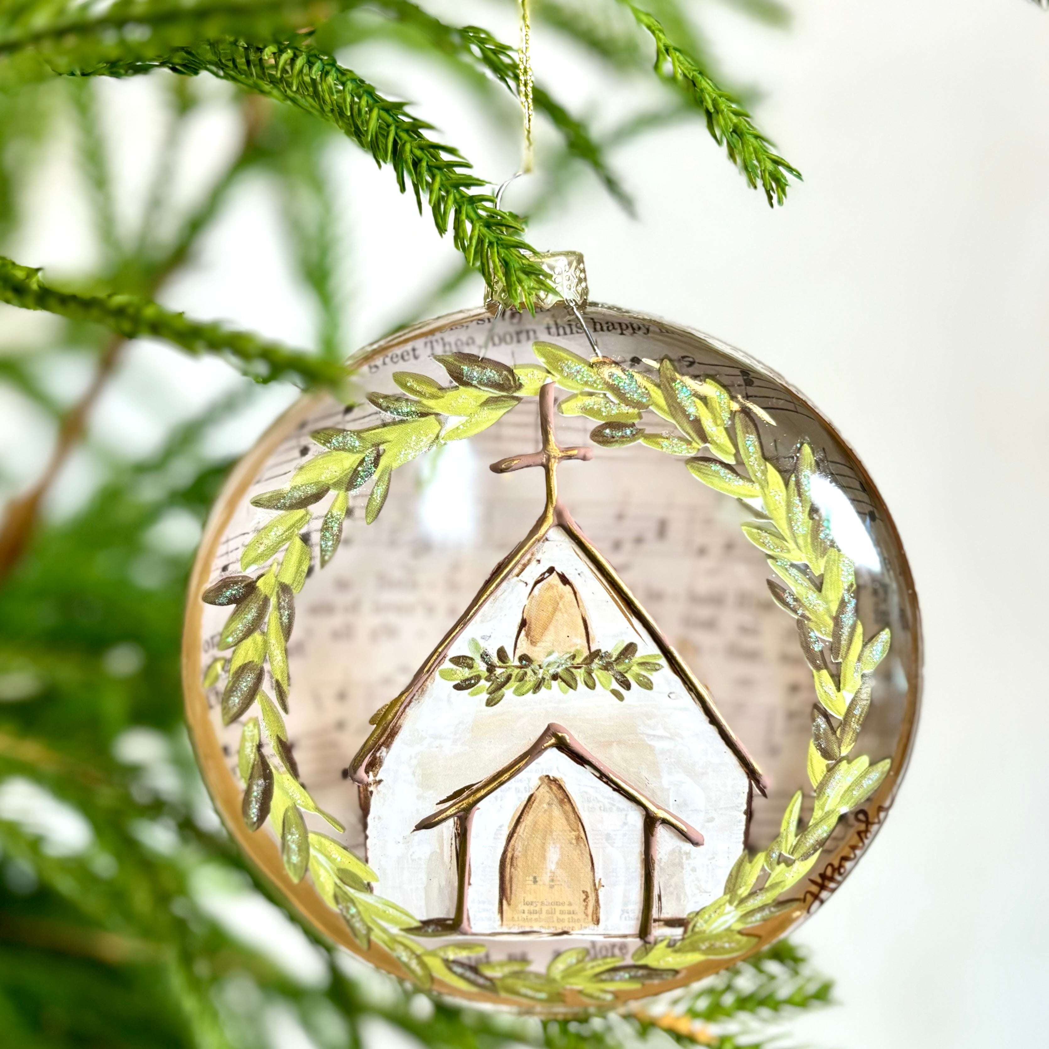 Music Sheet Chapel Glass Disc Ornament