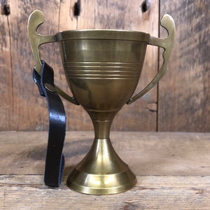 Brass Trophy with Leather Strap Ornament