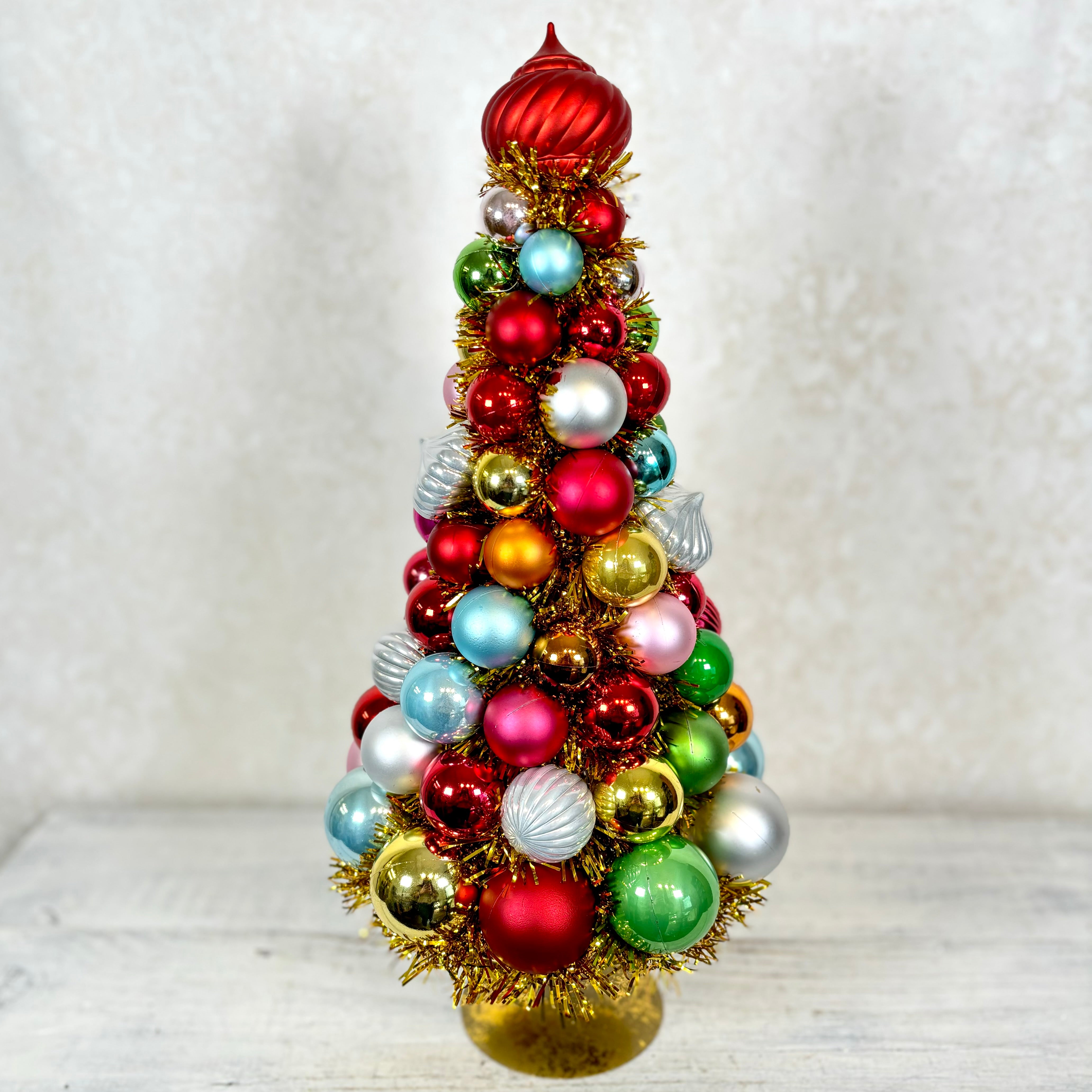 Medium Retro Ornament Tree on Pedestal