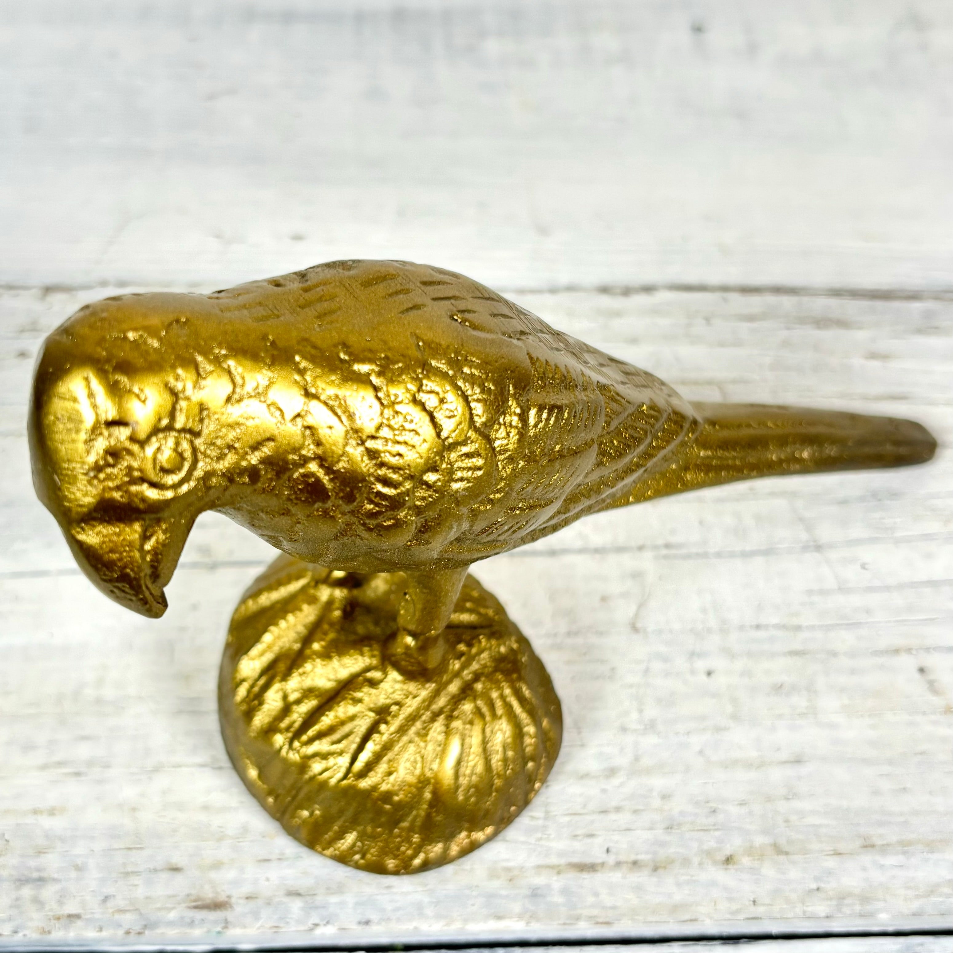 Cast Aluminum Antiqued Gold Finish Bird