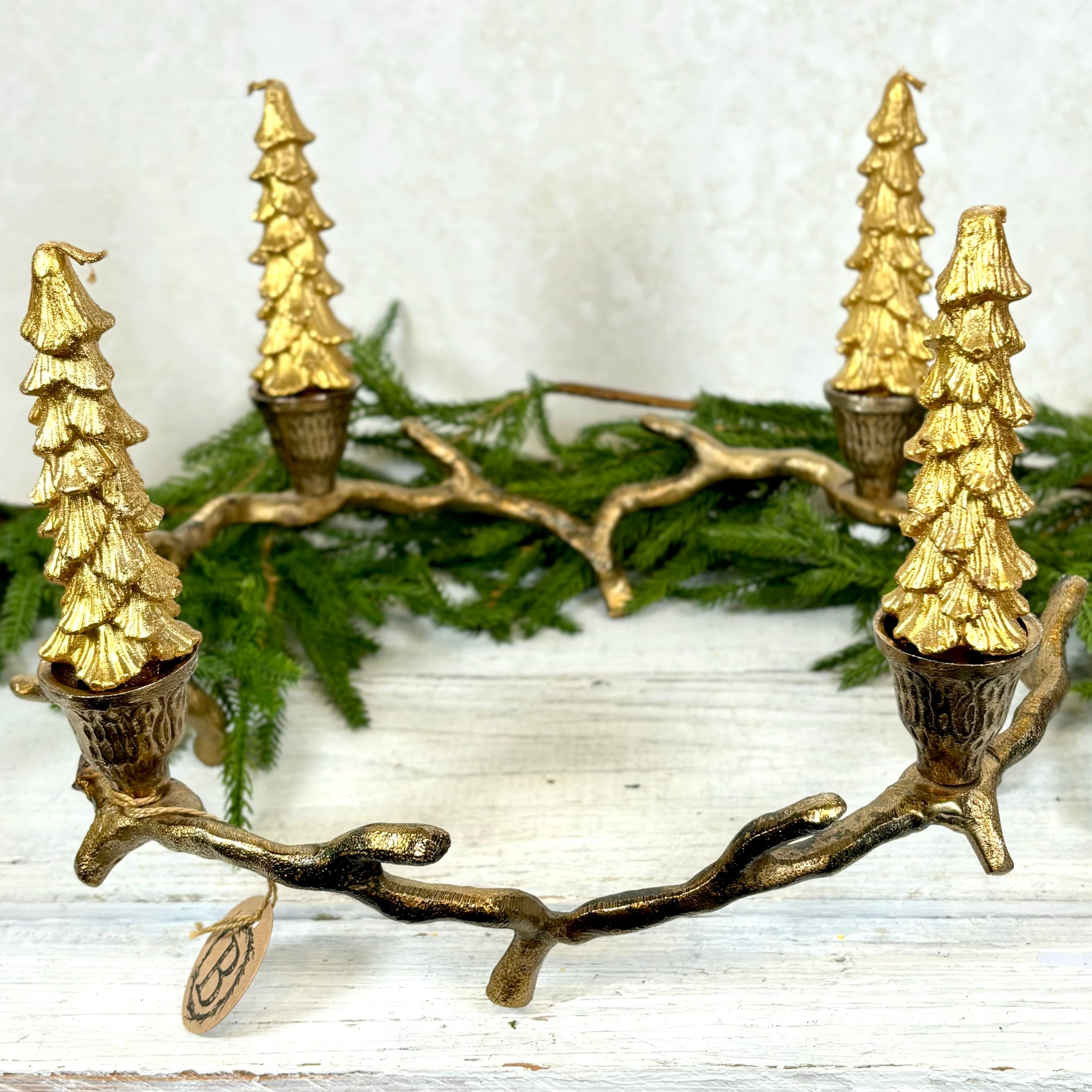 Aluminum Antique Gold Twig Advent Taper Holder