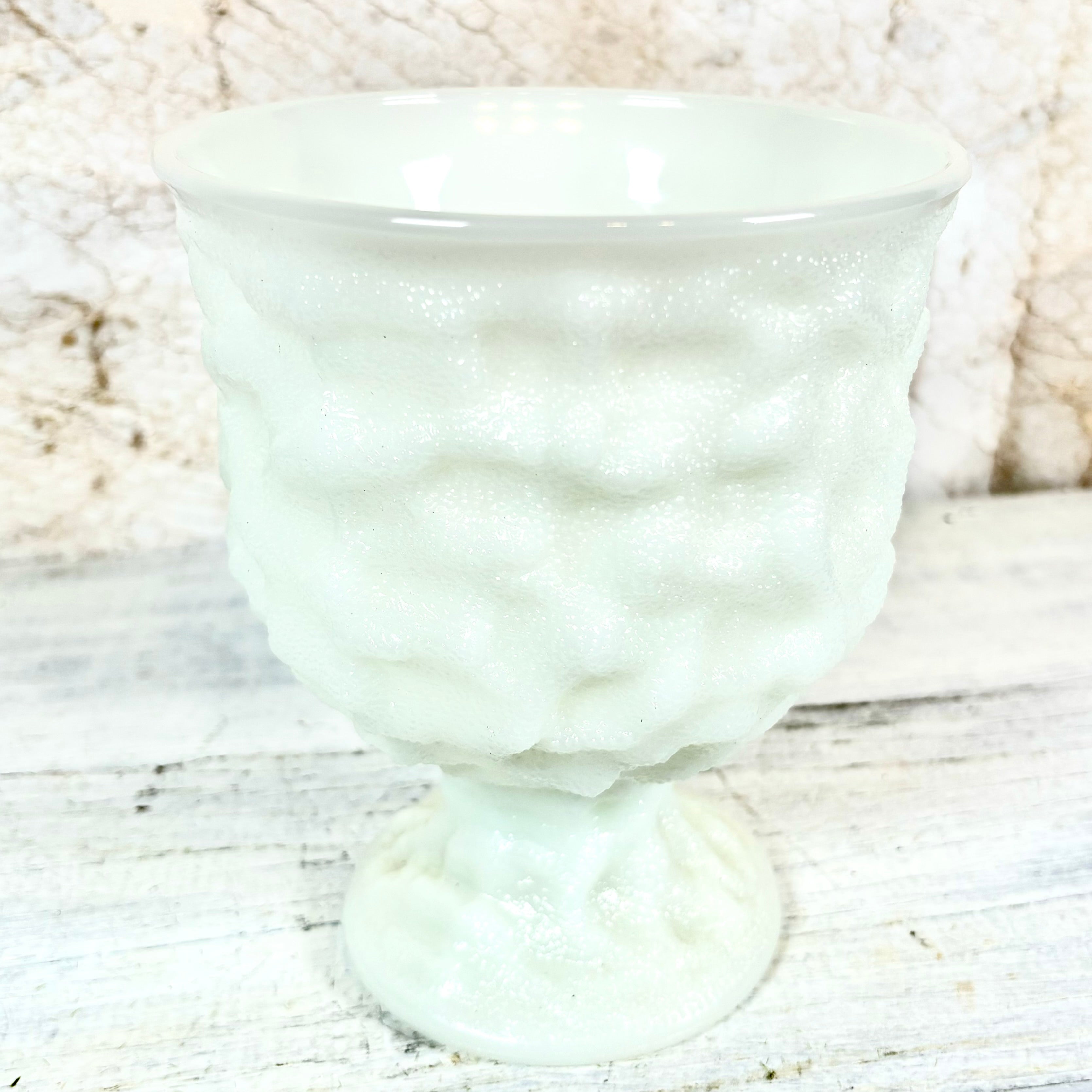 Vintage EO Brody Crinkled Milk Glass Vase