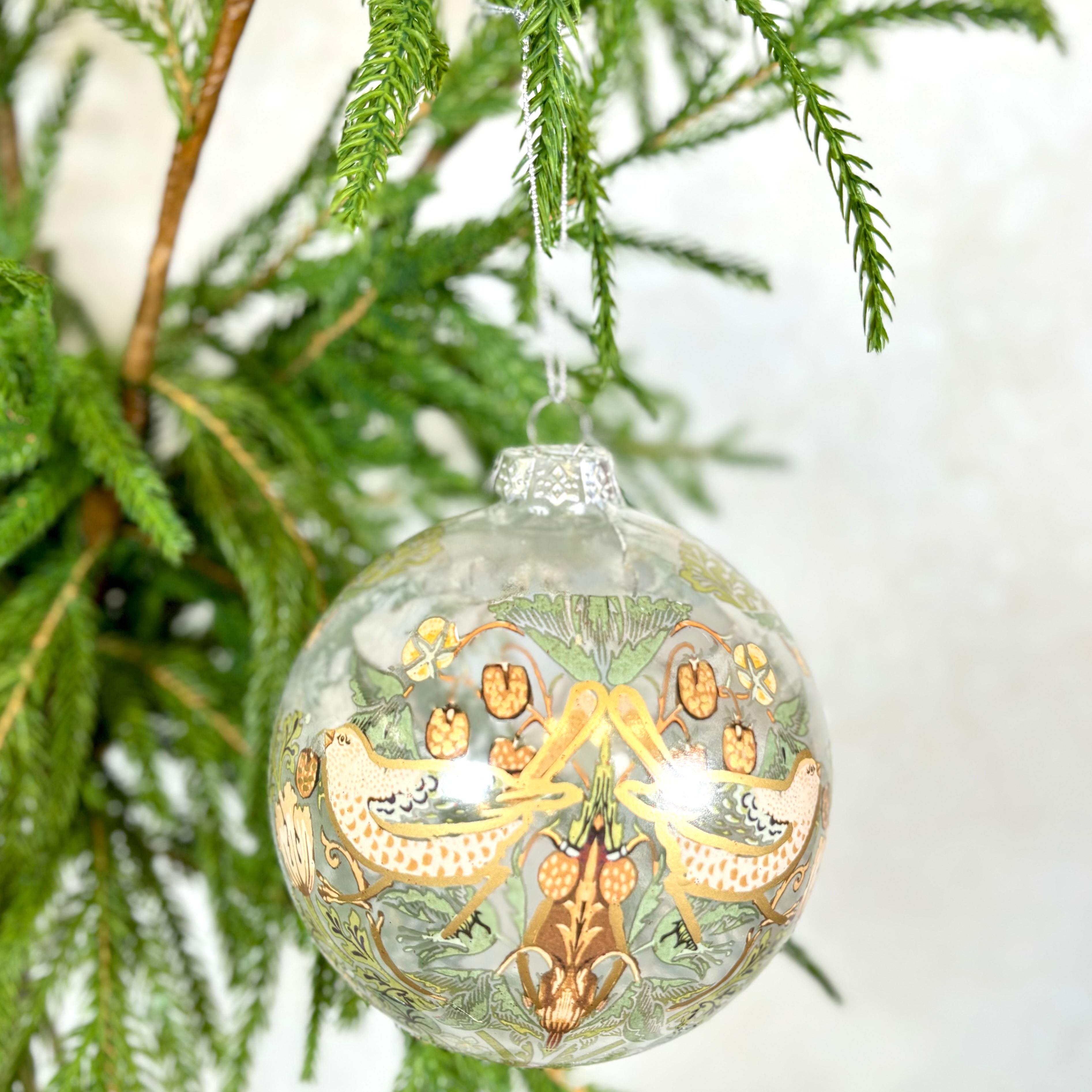 Gold Birds Glass Ball Ornament