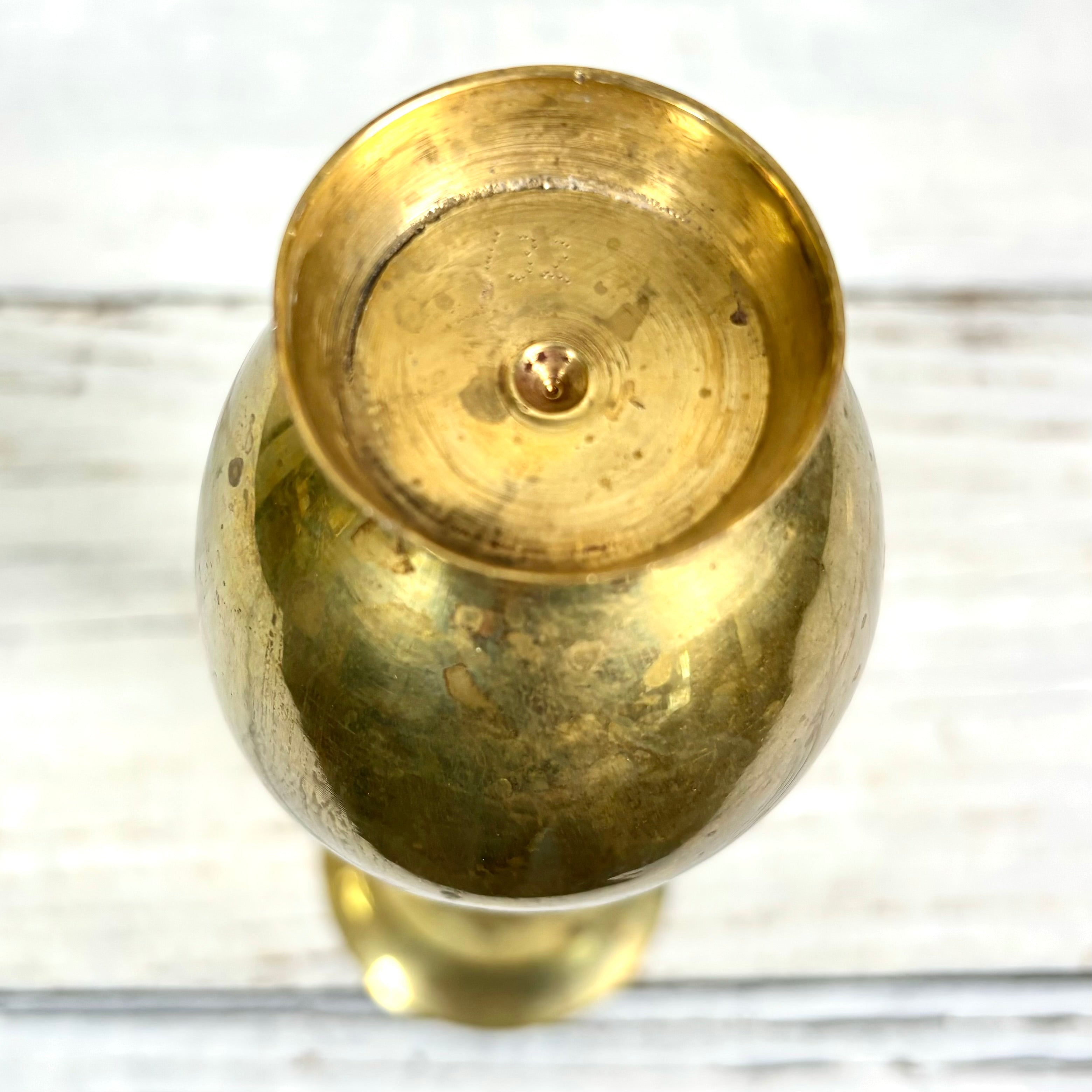 Antique Small Brass Vase with Patina