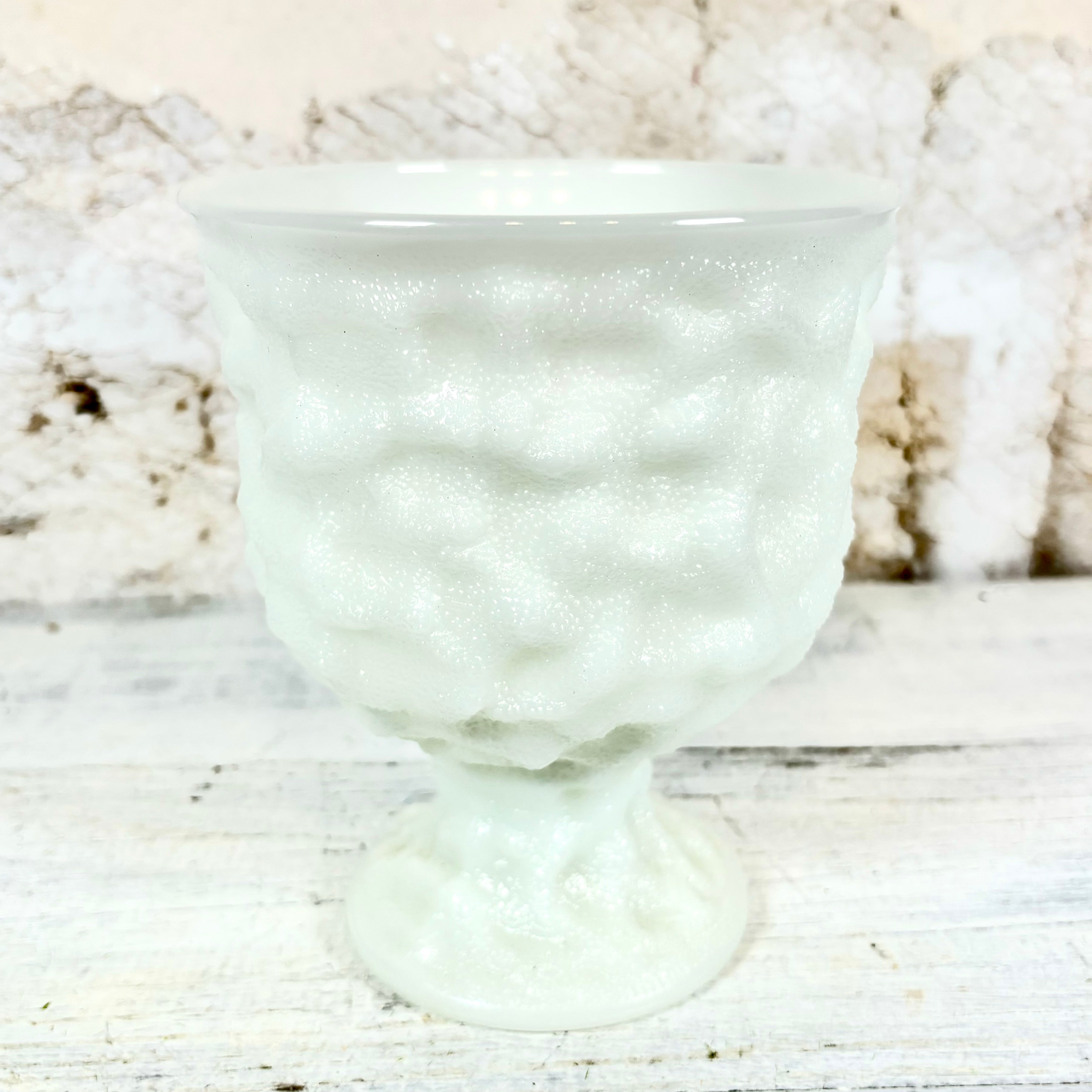 Vintage EO Brody Crinkled Milk Glass Vase