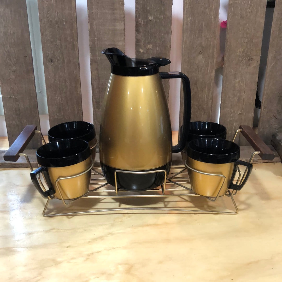 Mid Century Modern Thermo Serve Coffee Caddy Six Piece Set