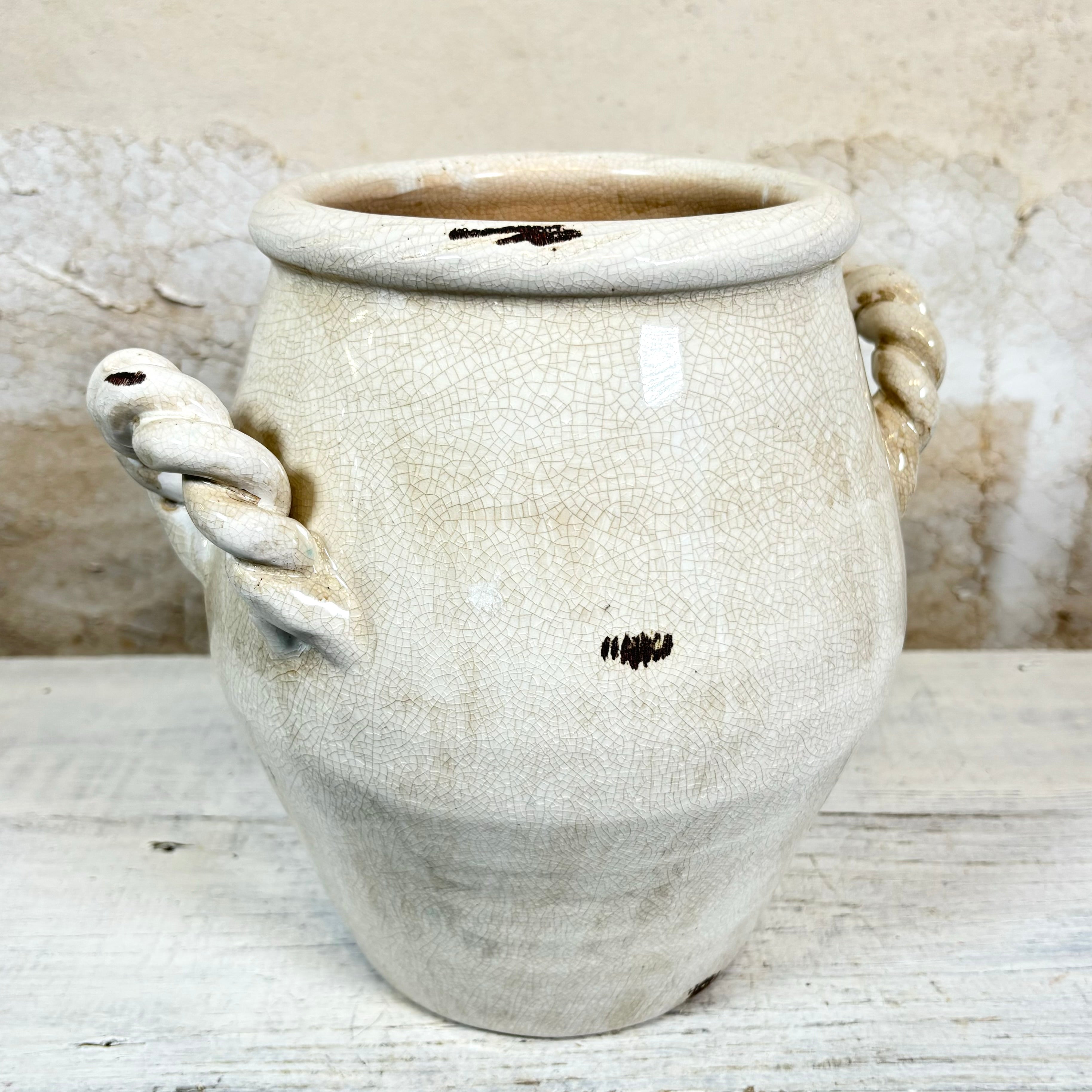 Stoneware Potbelly White Vase Glazed White