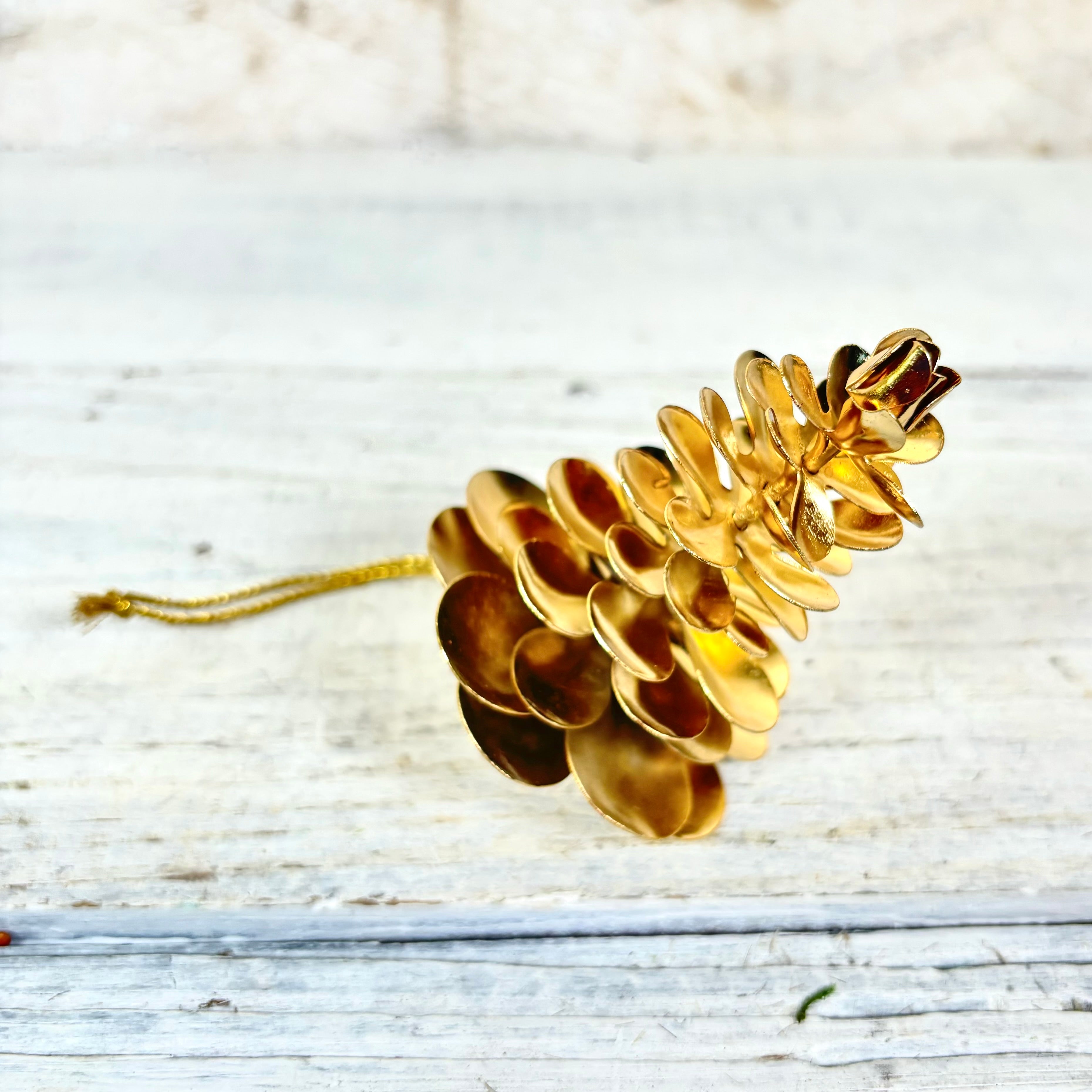 Slim Pine Cone Gold Iron Ornament