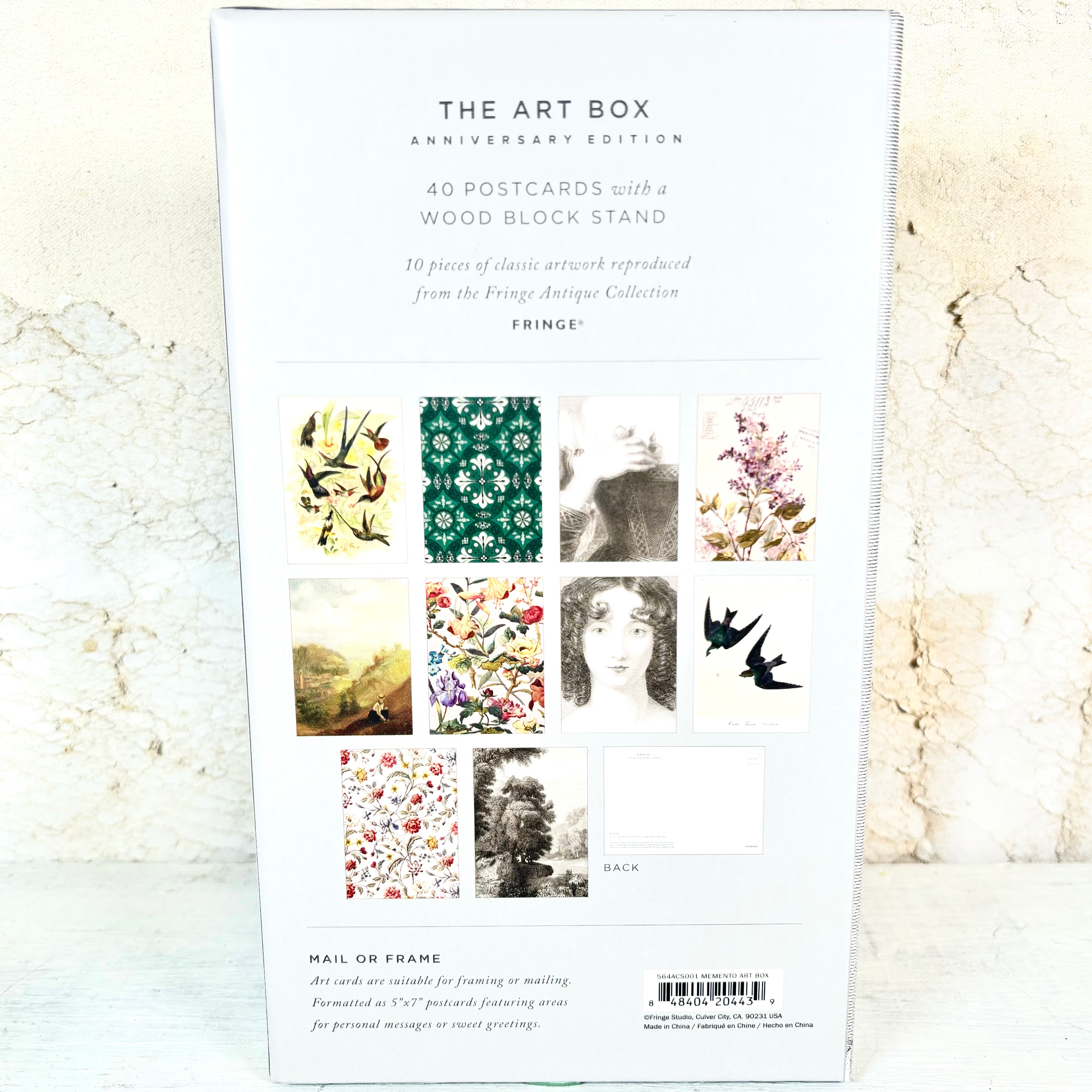 Memento Postcards Art Set with Wood Block Stand