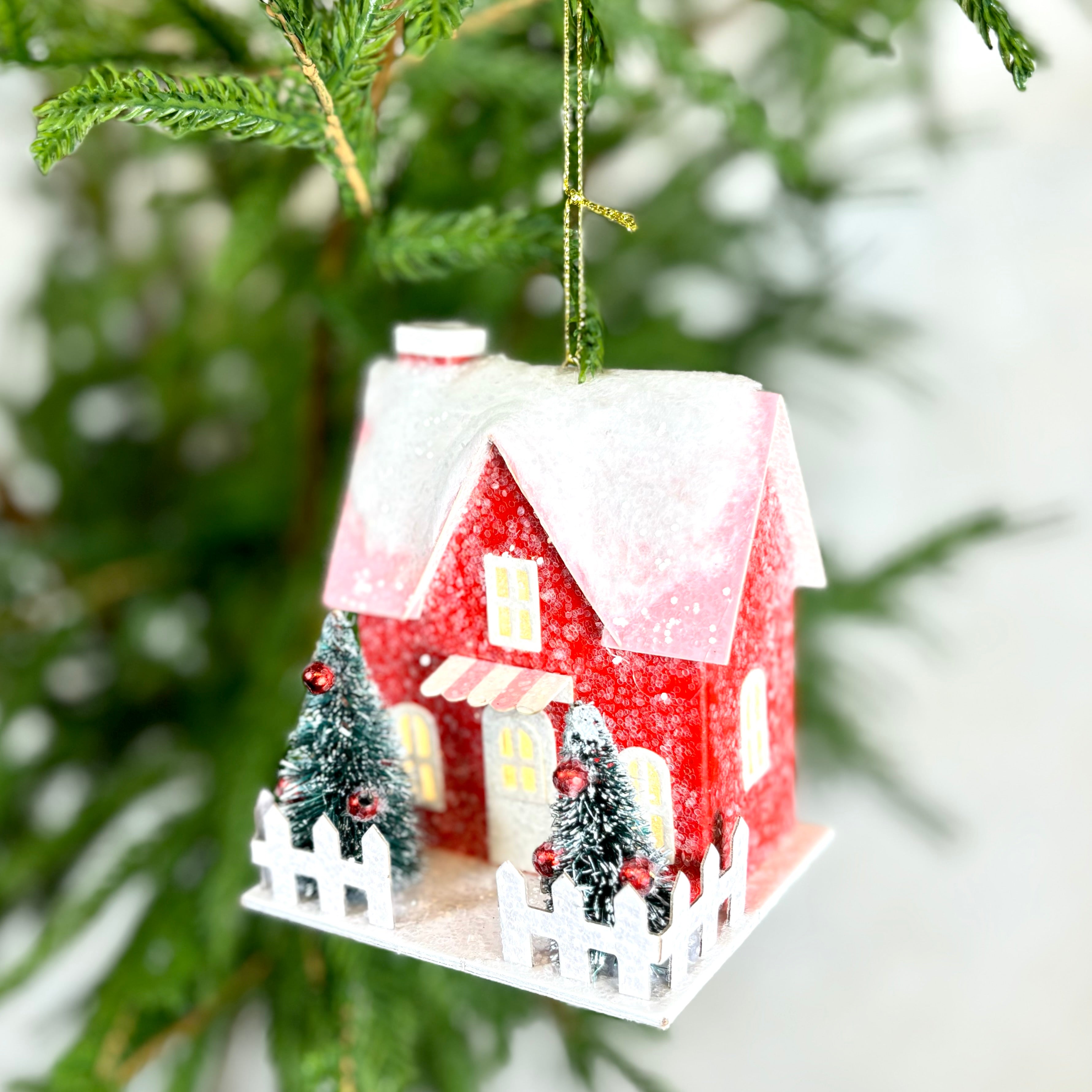 Cardboard LED One Story House Ornament