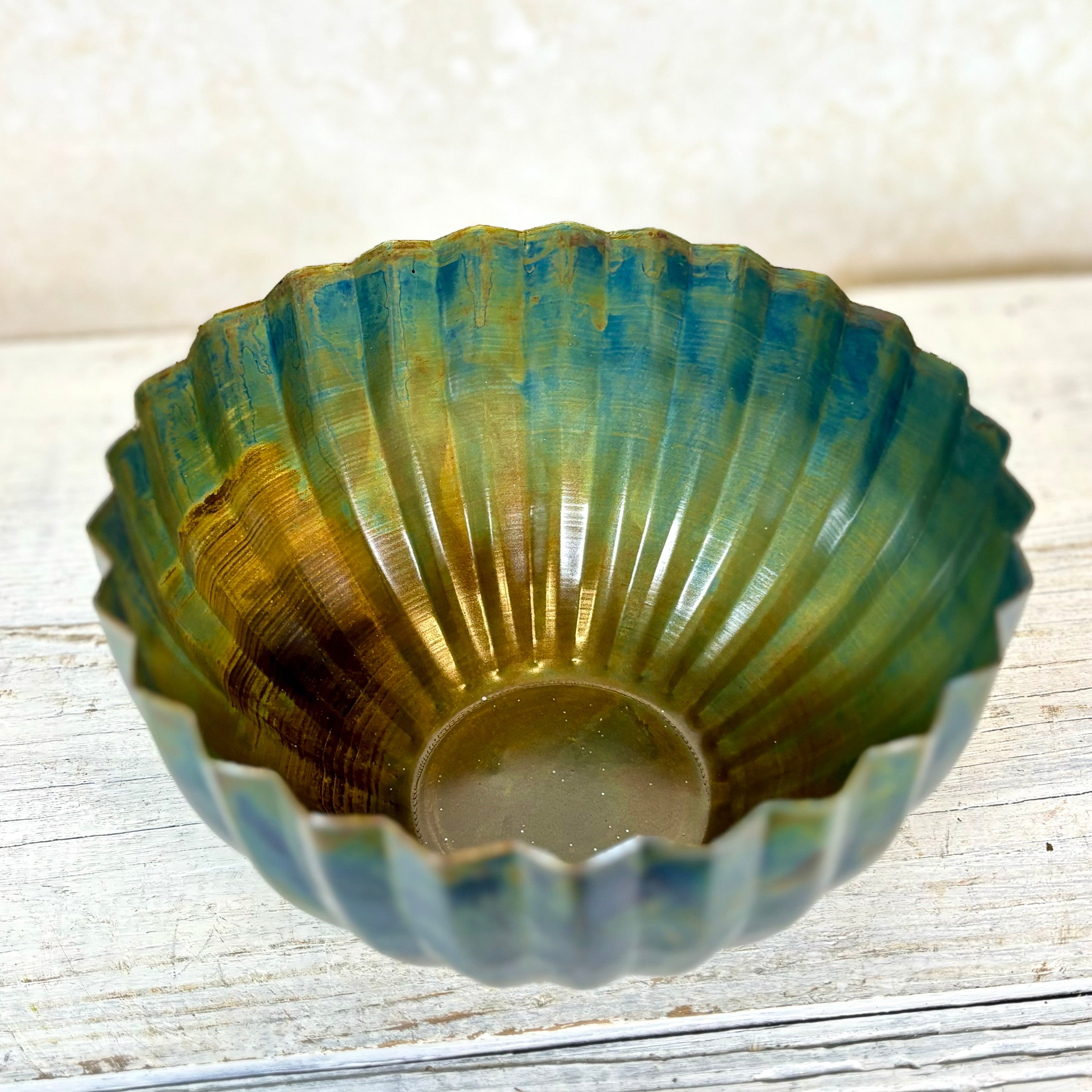 Monarch Blue Green Metal Bowl