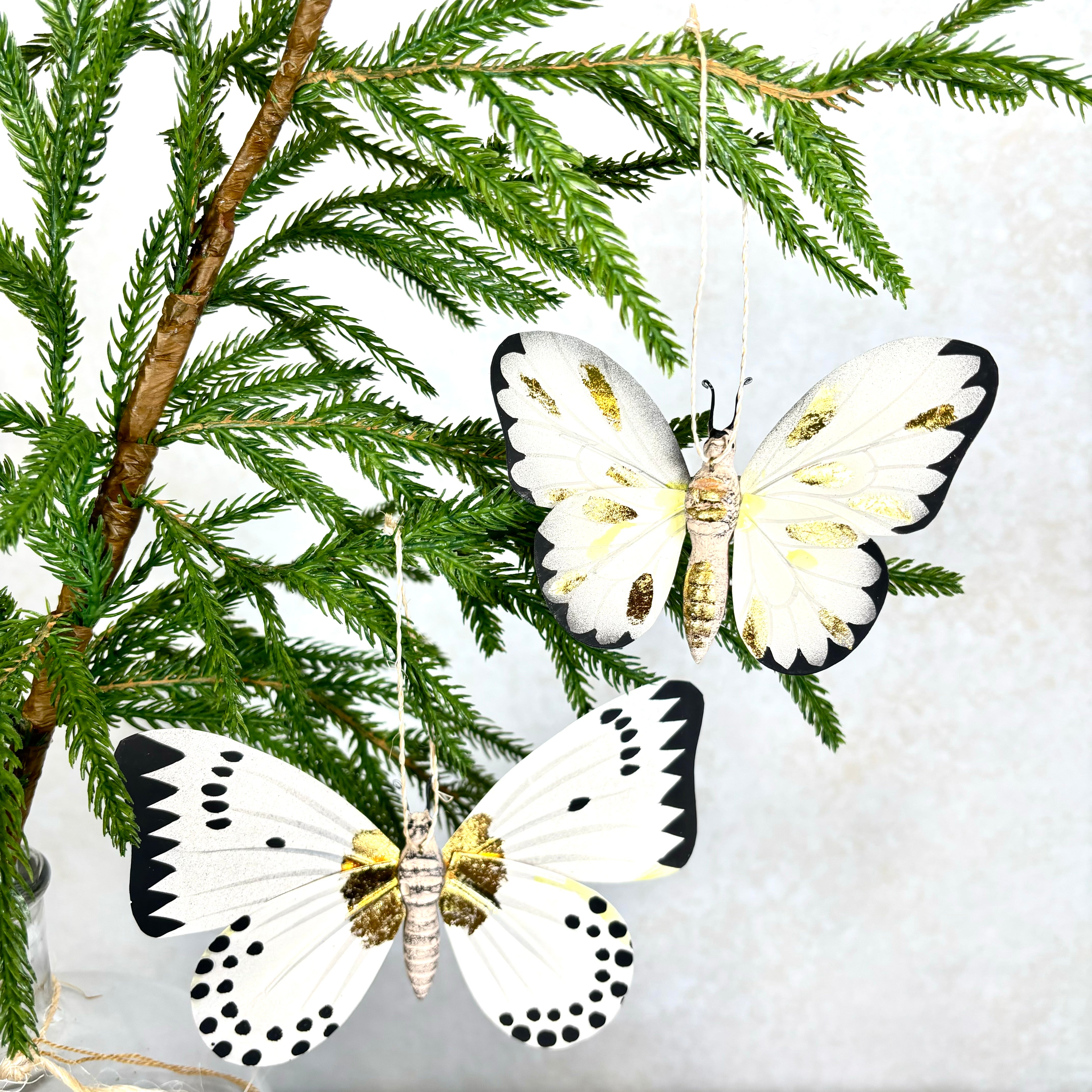 Moth with Black Markings Paper Mache Ornament