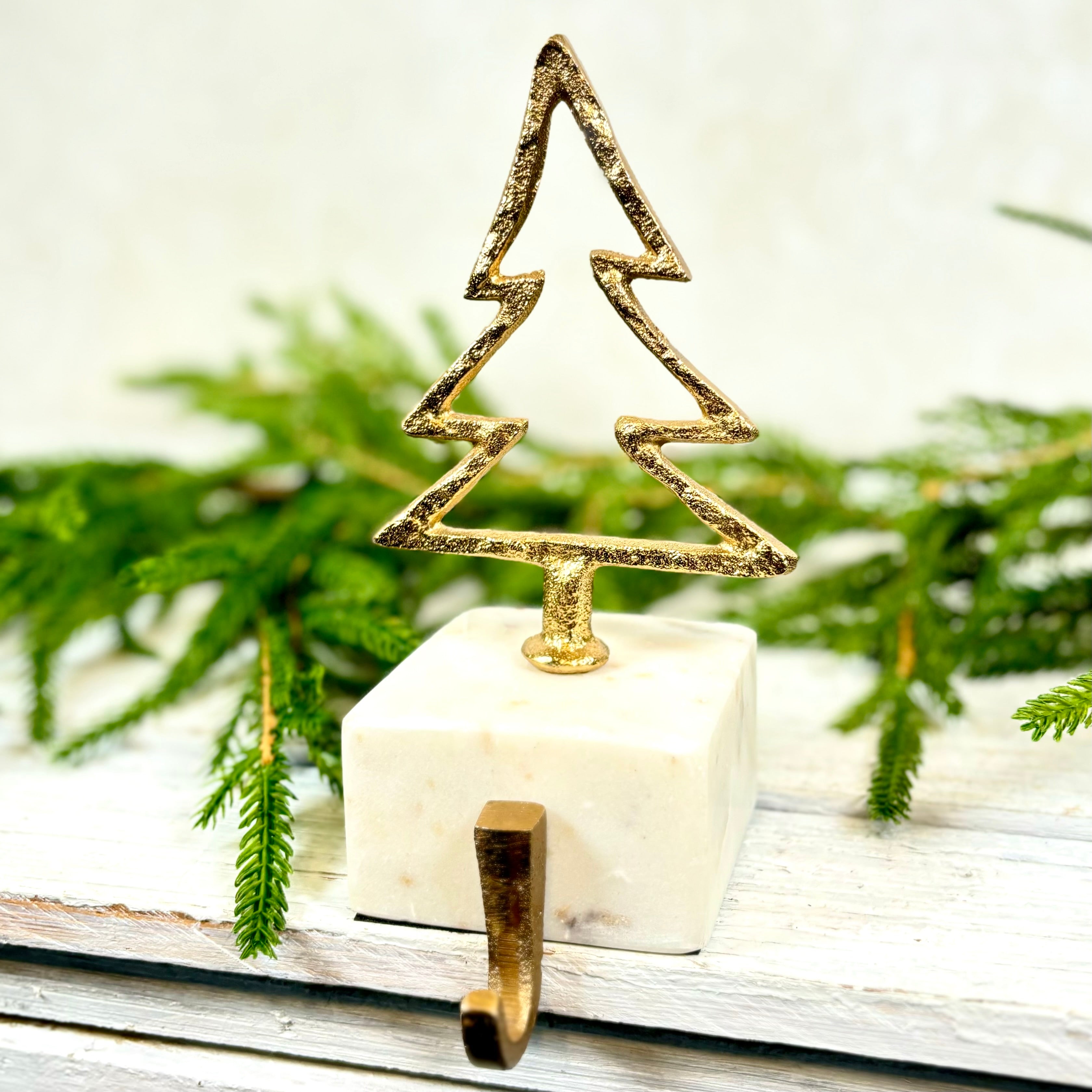 Gold Metal Tree Stocking Holder