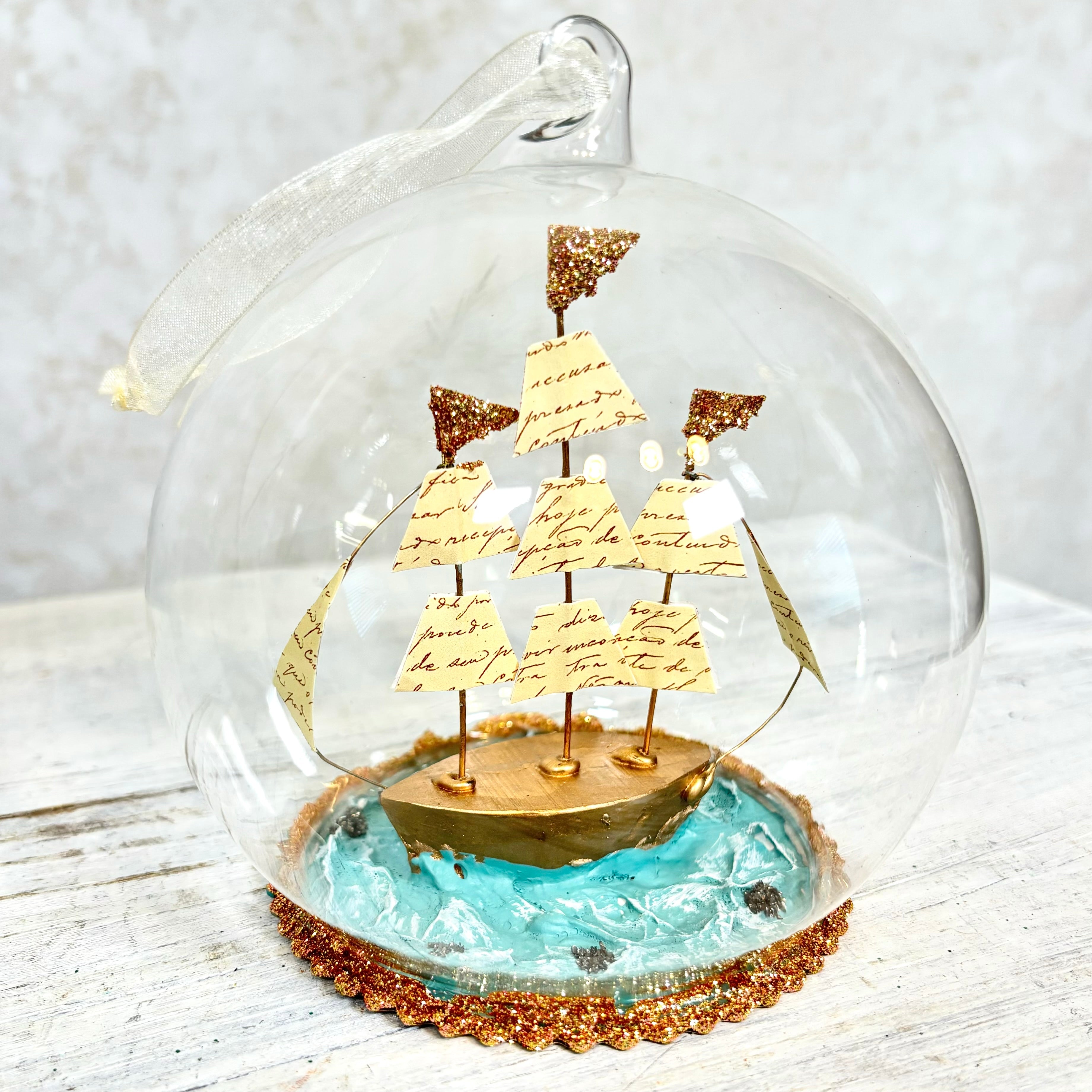 Sailboat Glass Globe Ornament