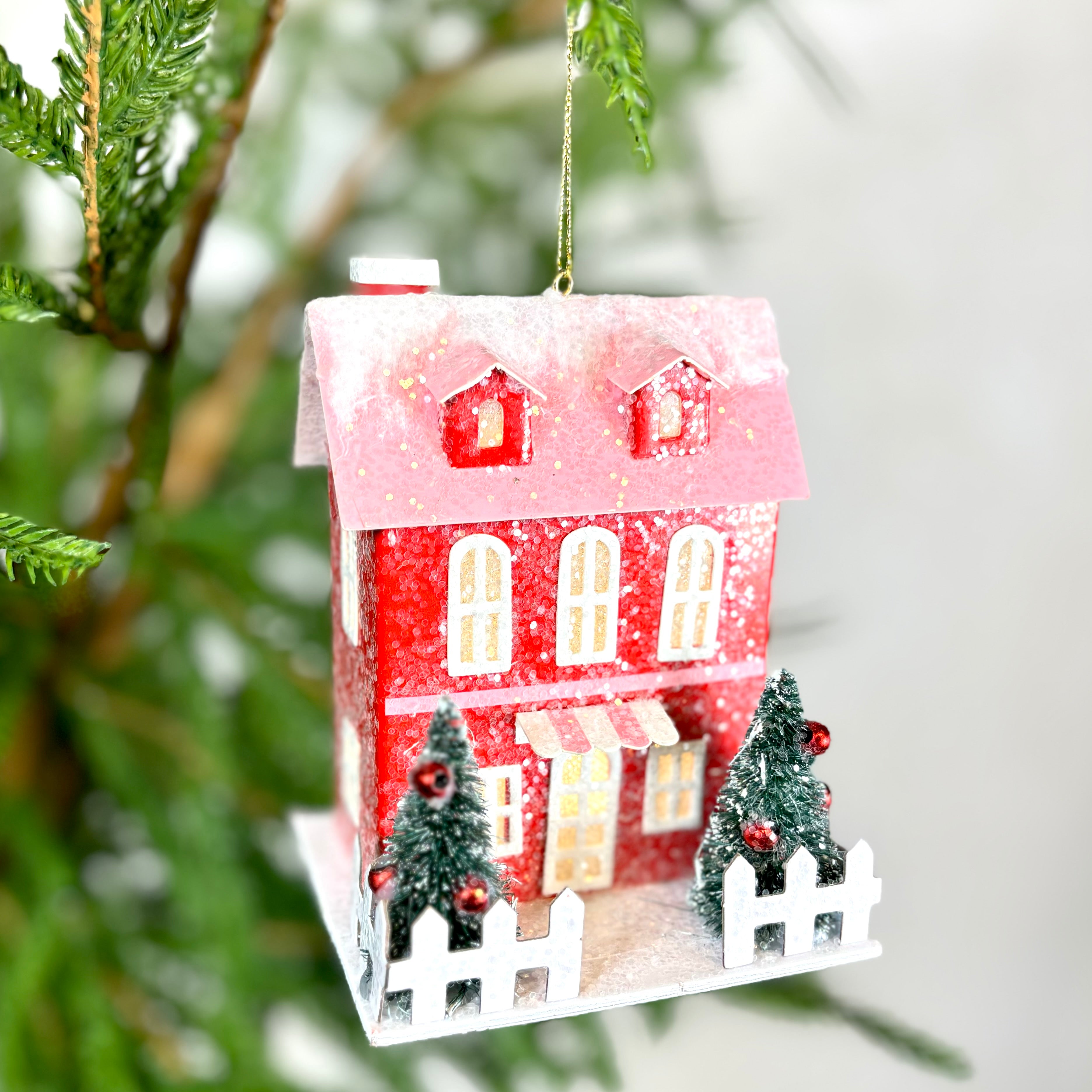 Cardboard LED Two Story House Ornament