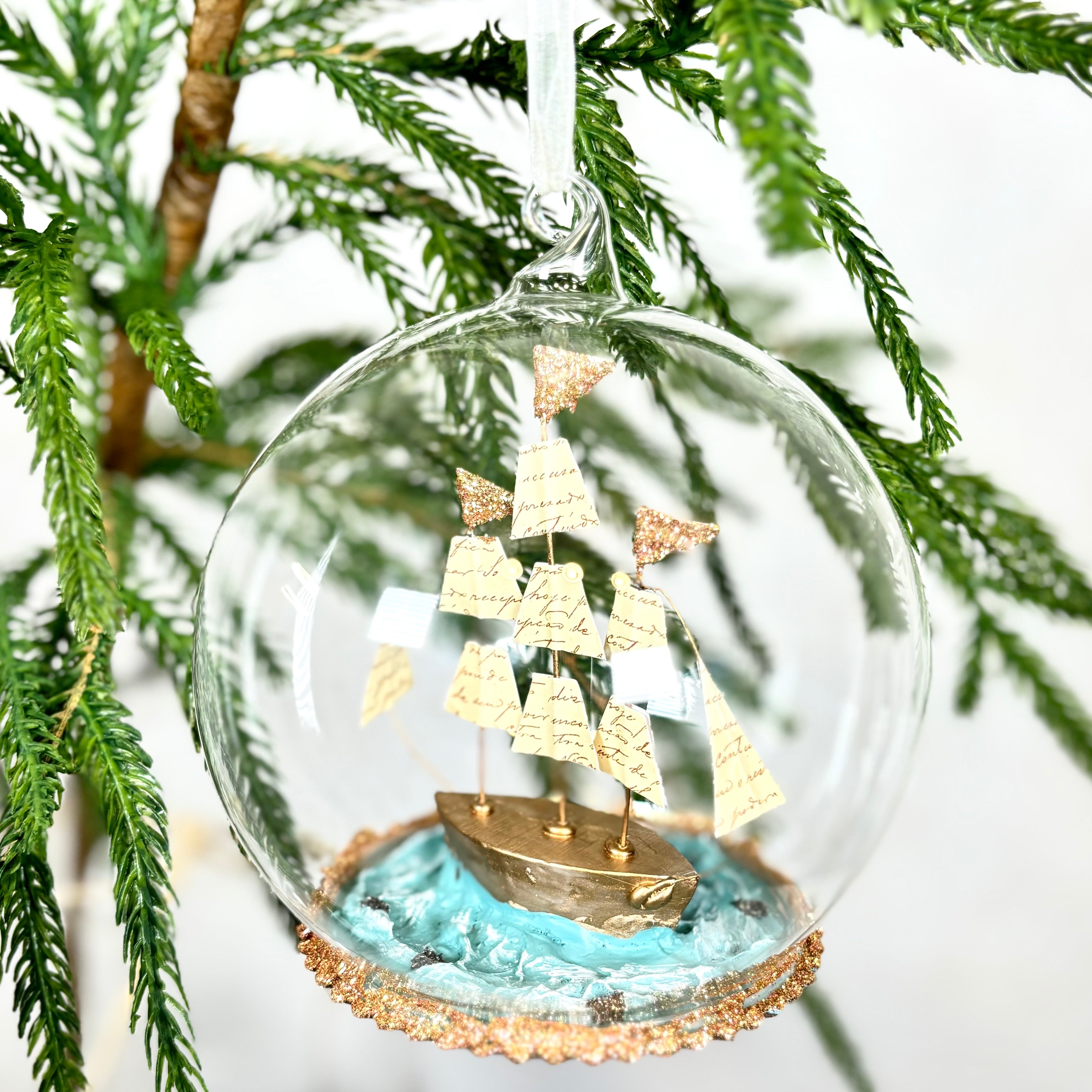 Sailboat Glass Globe Ornament