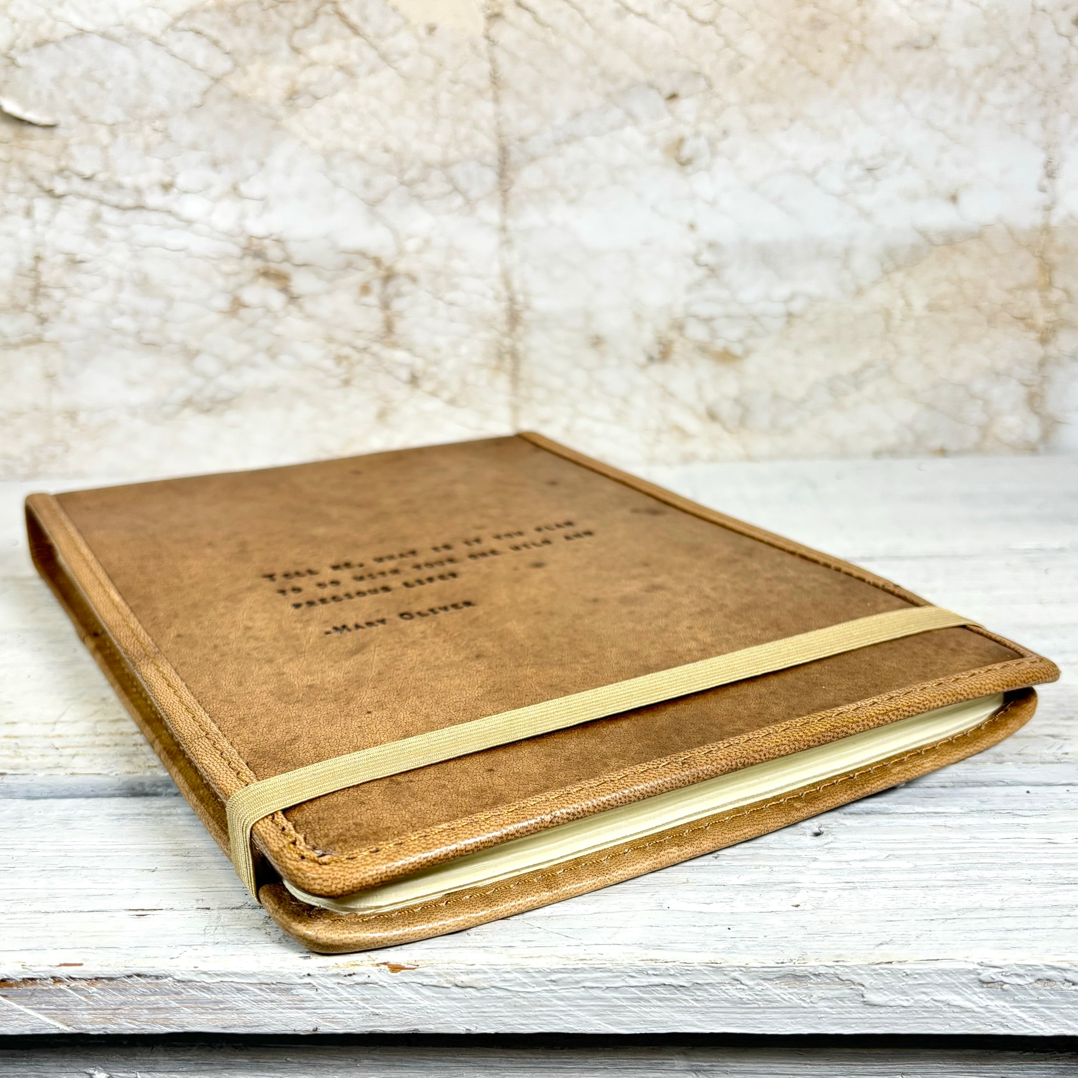 Large Mary Oliver Hand-Stamped Leather Journal