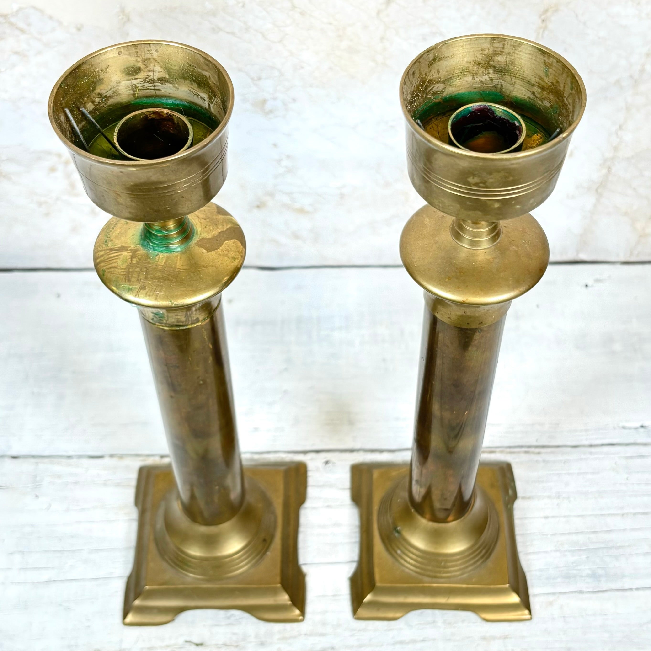 Vintage Brass Pair of Taper Candle Holders