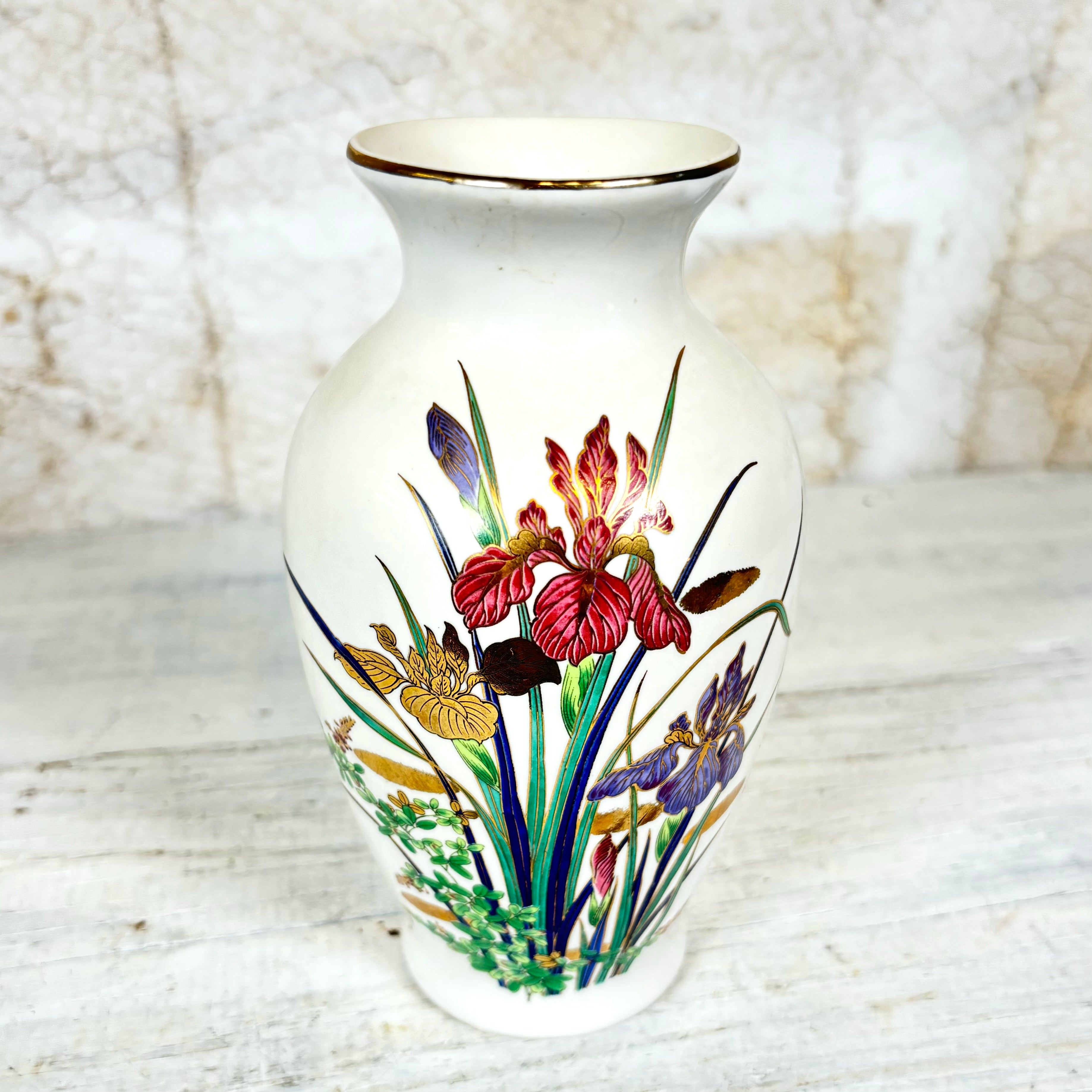 Vintage Iris Japanese Vase