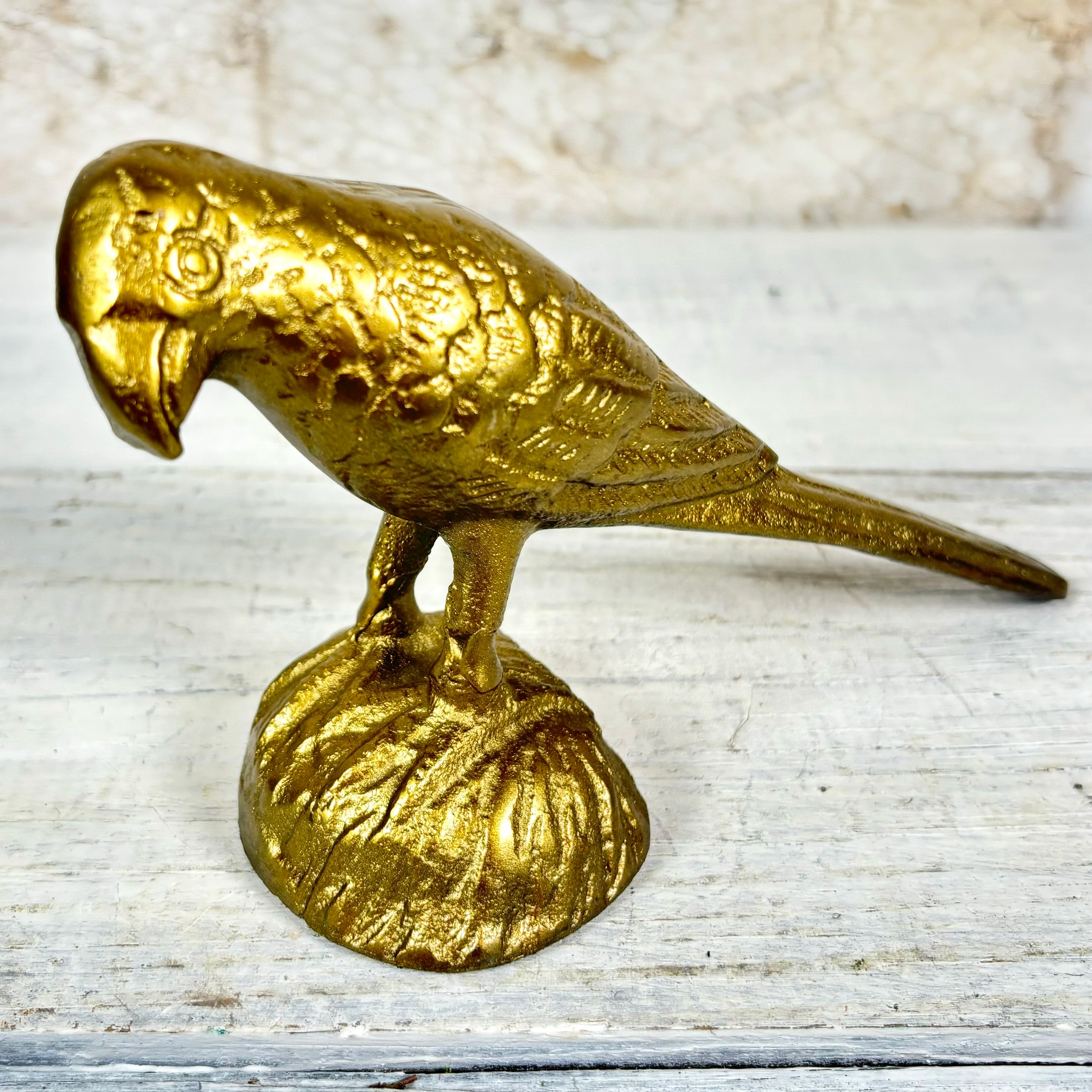 Cast Aluminum Antiqued Gold Finish Bird