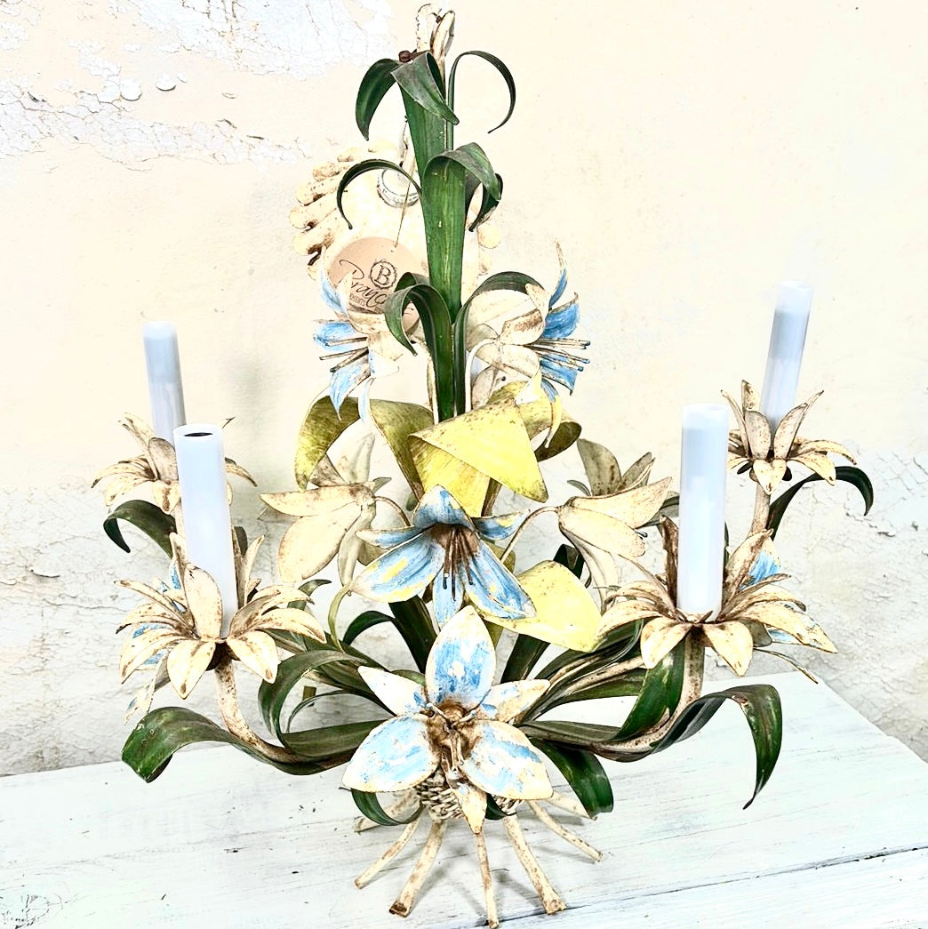 1960s Vintage Italian Lily Flower Chandelier