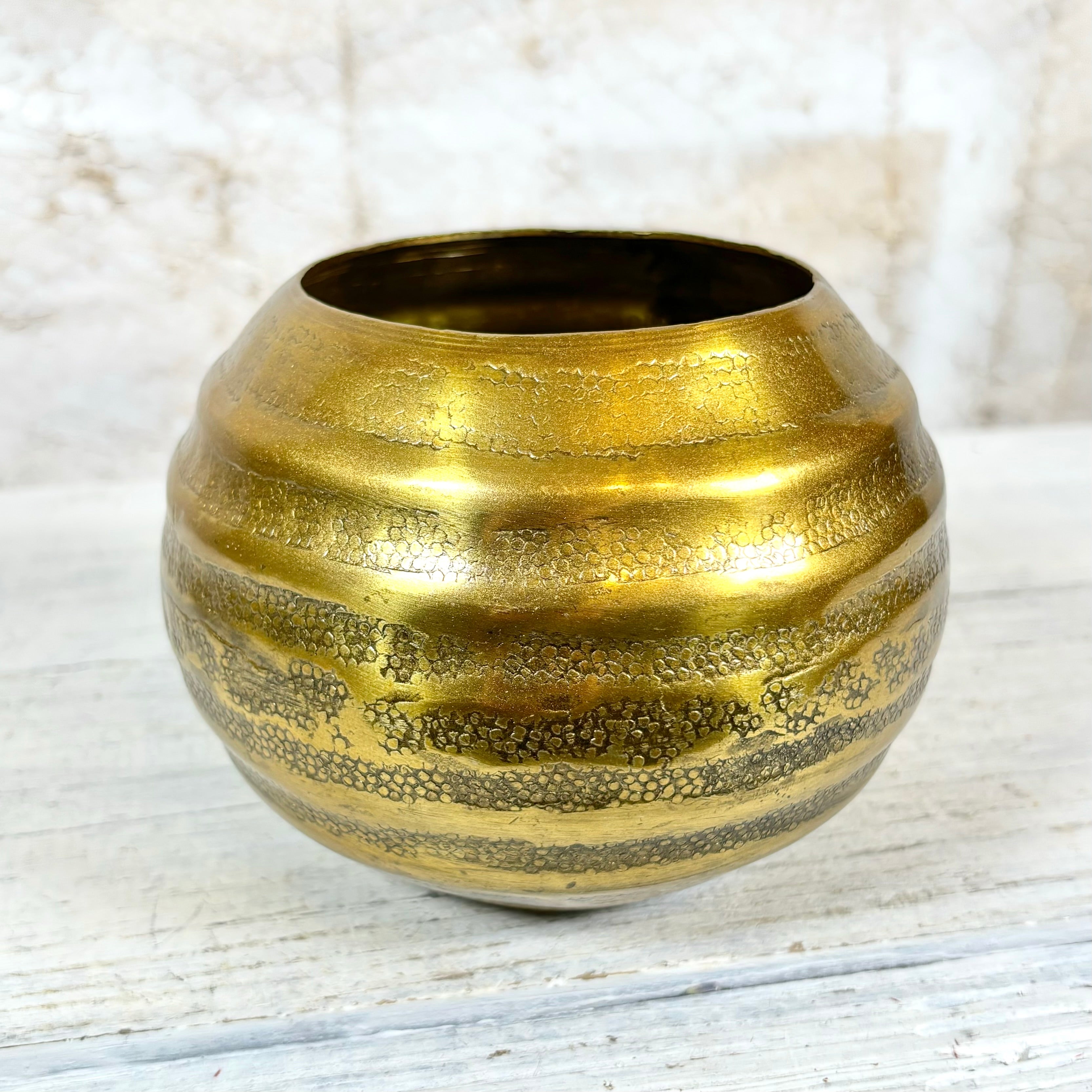 Aluminum Gold Grooved Bowl Small