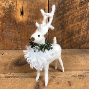 Wool White Deer with Wreath Mama