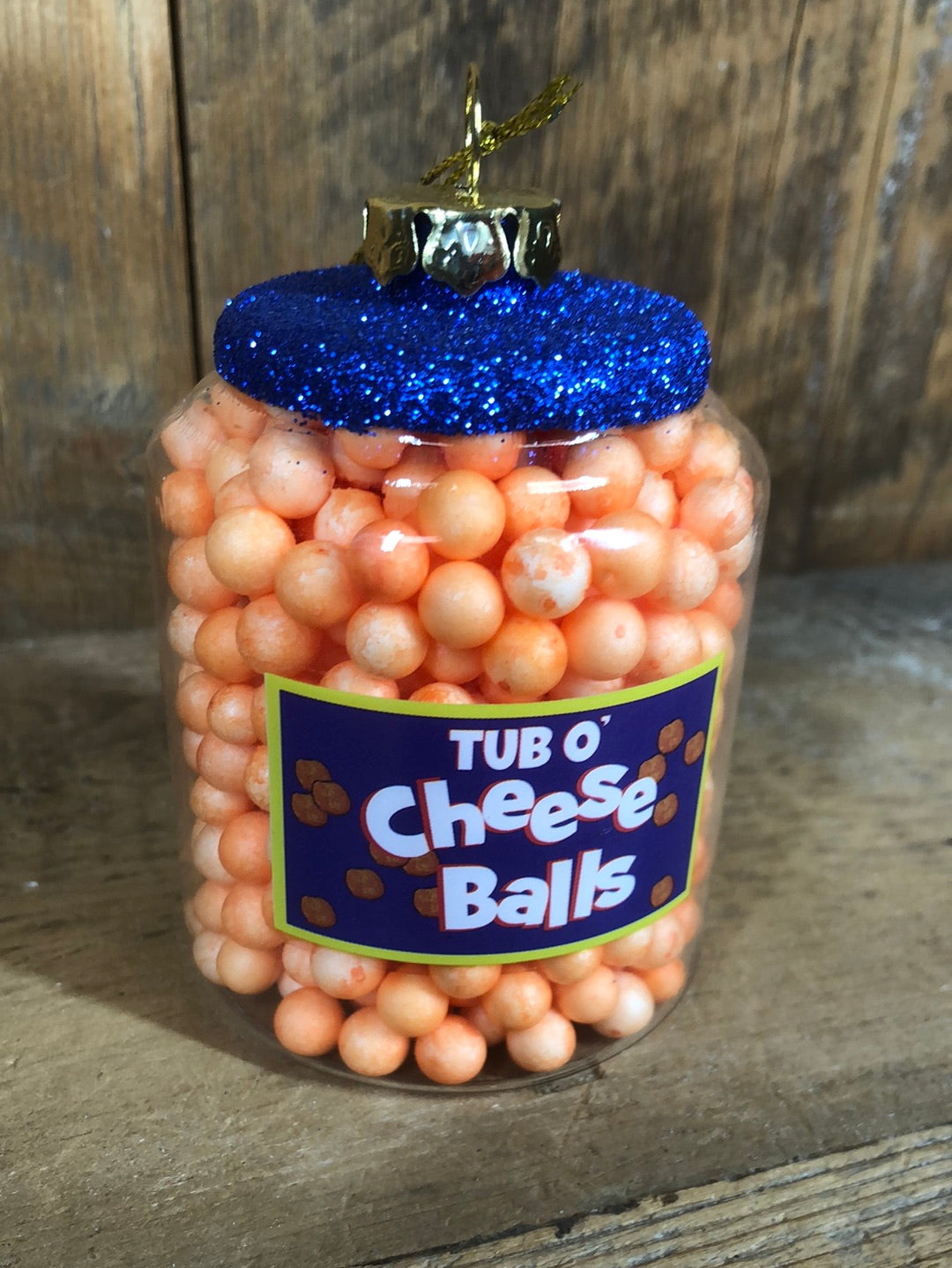 Tub O' Cheese Balls Glass Ornament