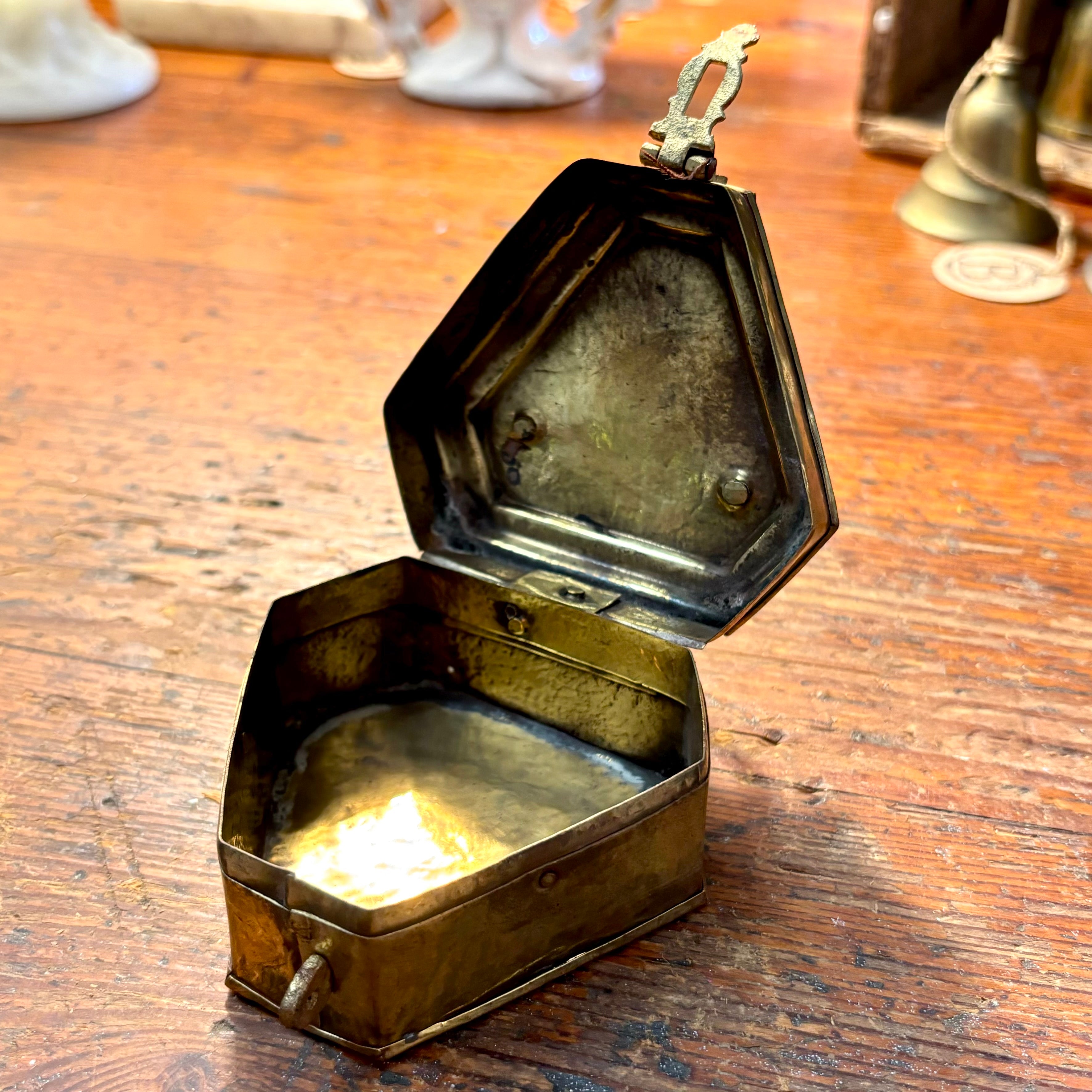 Vintage Diamond Shape Brass Cricket Box