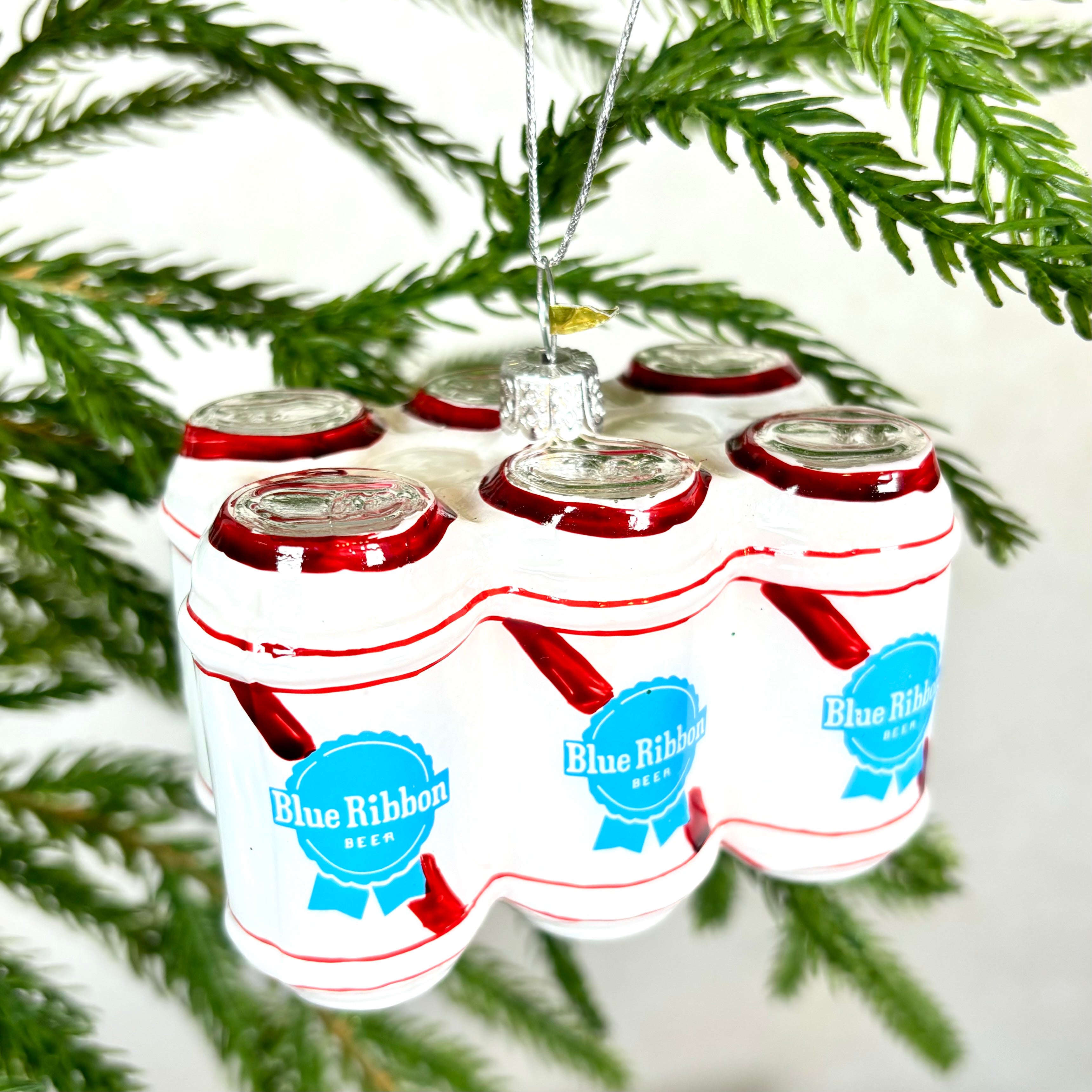 Six Pack of Blue Ribbon Beer Glass Ornament